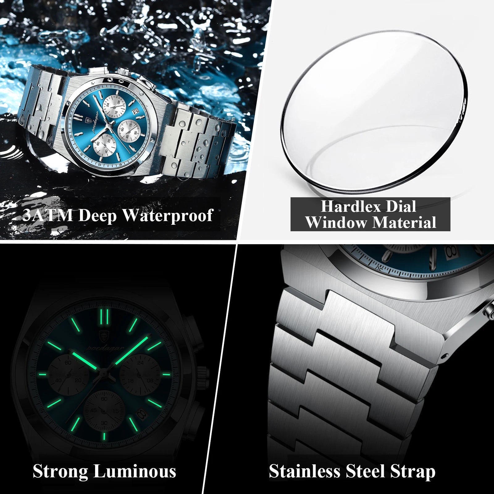 3-Globe Luxury Watch SILVER Brand Watch