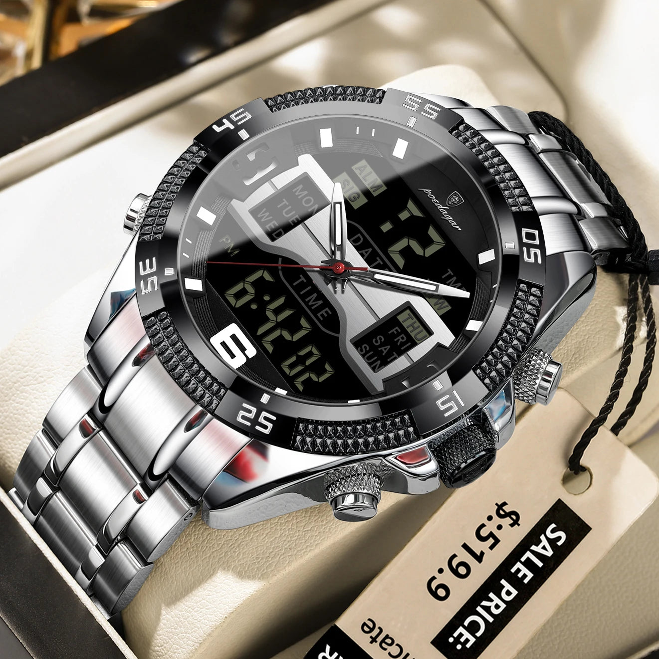 S-Digital Watch Luxury Digital Week SILVER Brand Watch