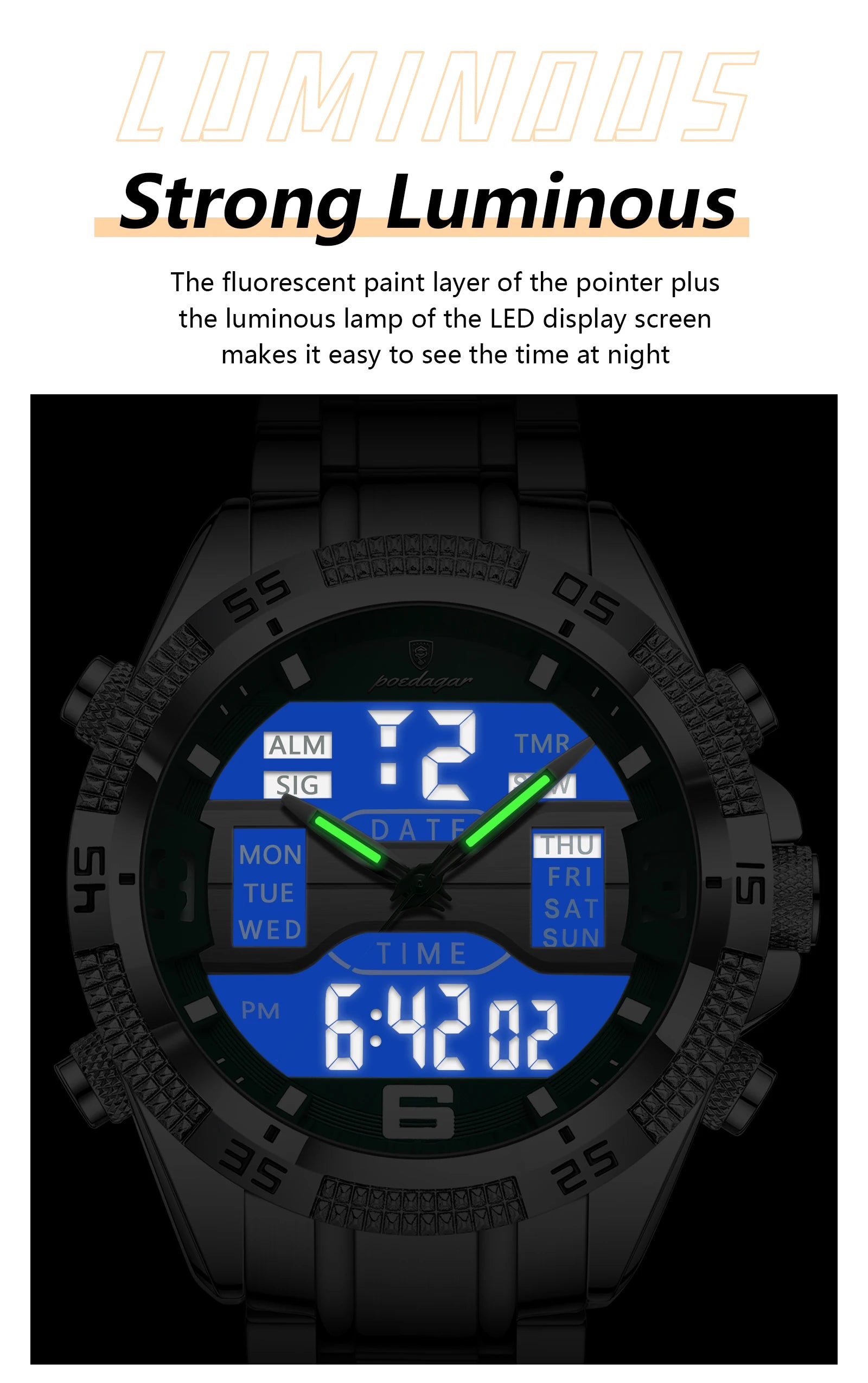 S-Digital Watch Luxury Digital Week SILVER Brand Watch