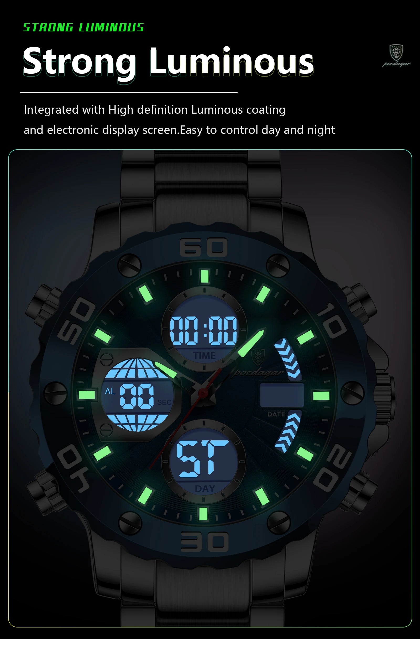 S-Digital Luxury men watch SILVER Brand Watch
