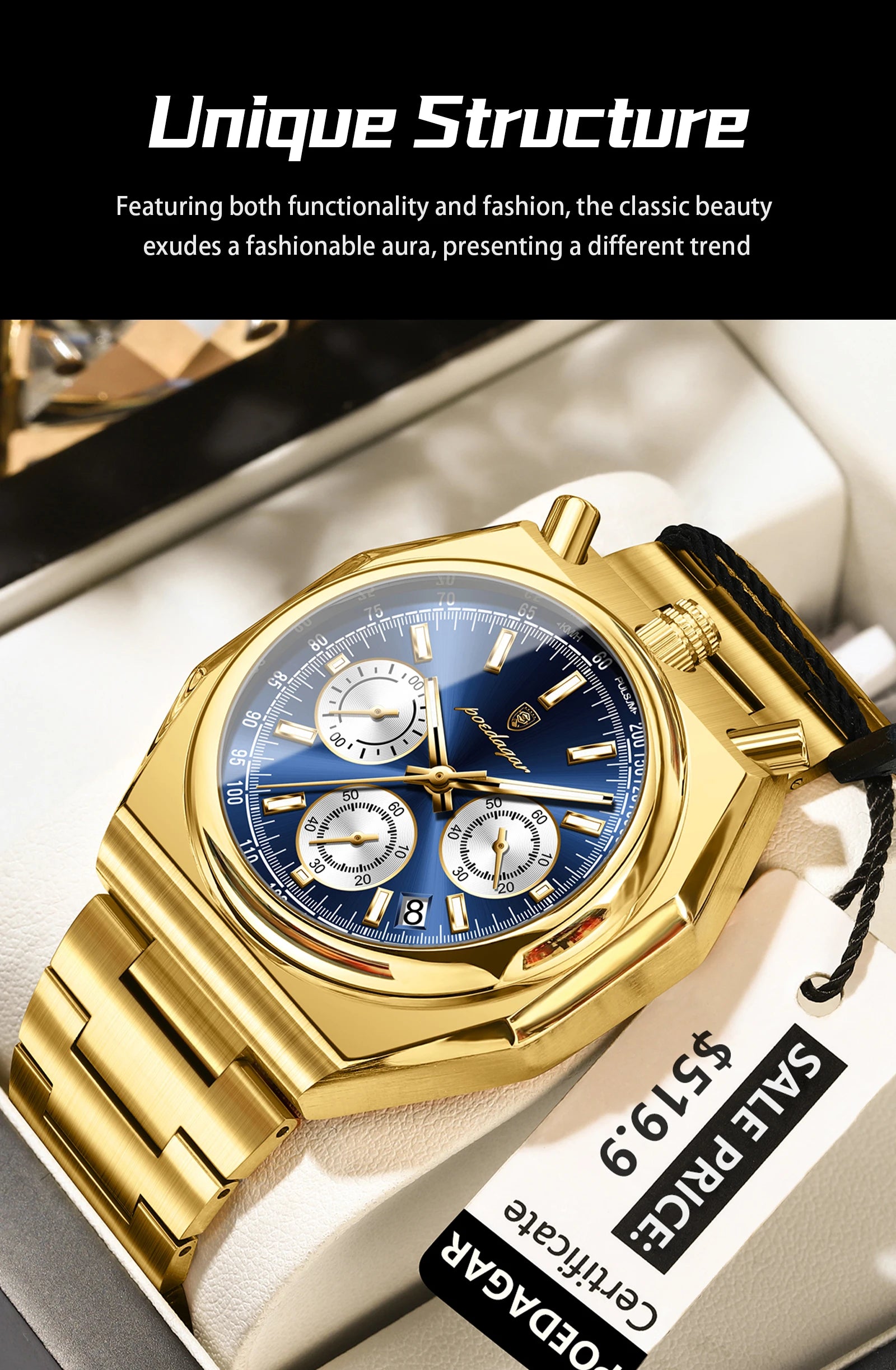 S-3Globe Luxury Chronograph Watch SILVER Brand Watch