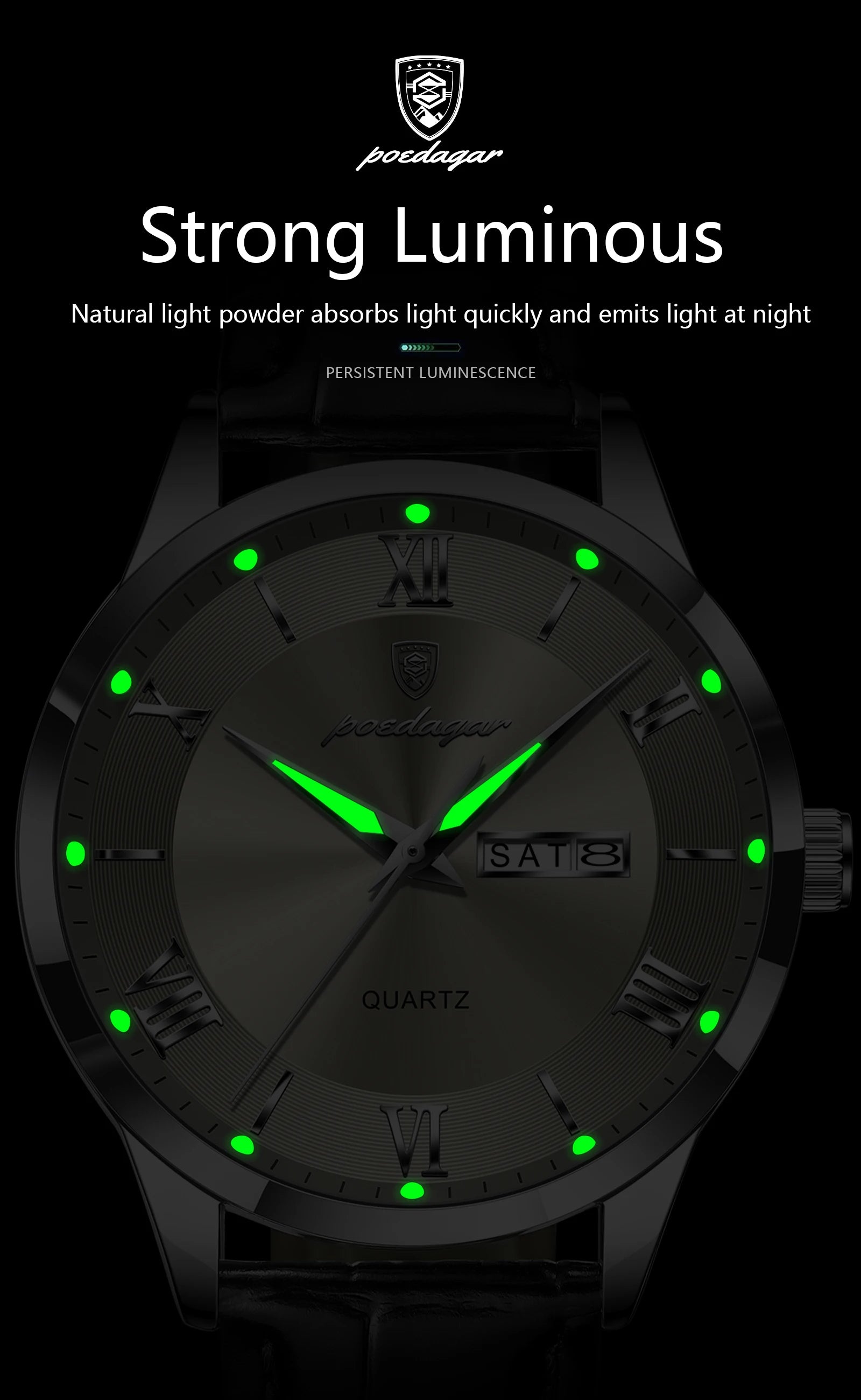 S-Leather Military Leather Luminous Luxury Watch SILVER Brand Watch