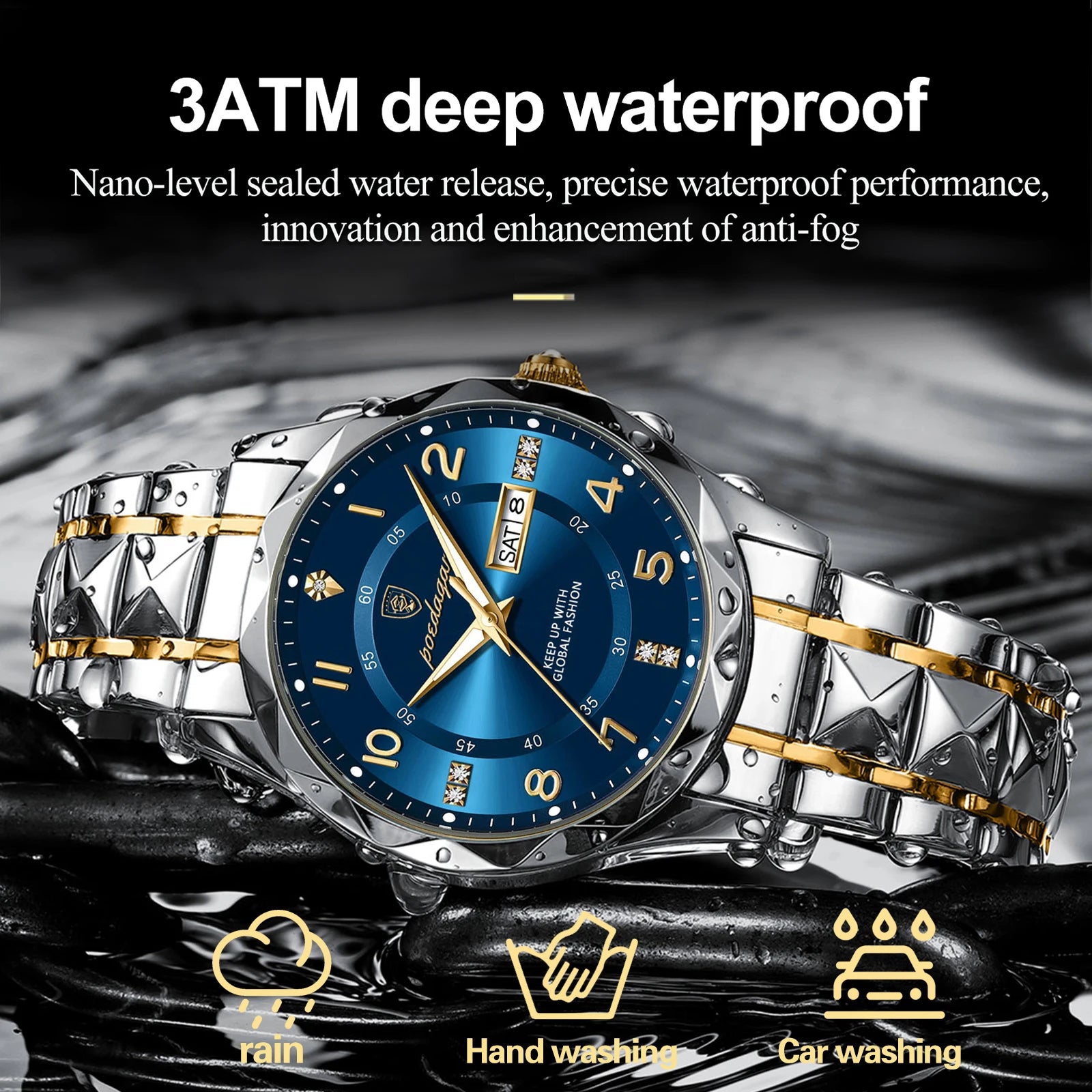 Luxury Men Luminous Wristwatch SILVER Brand Watch