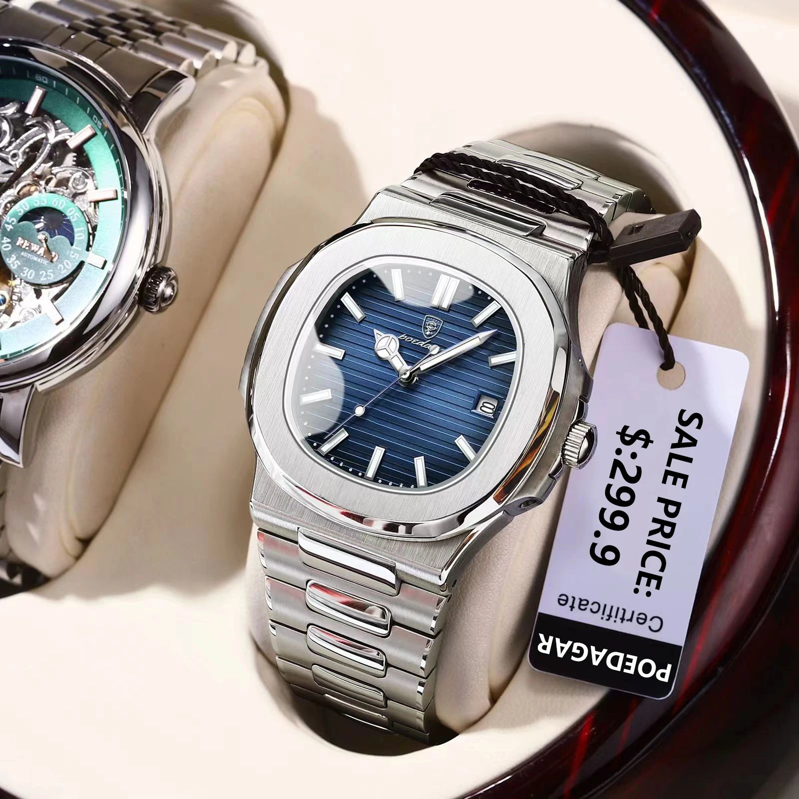 S-Exclusive Square Luxury Men SILVER Brand Watch