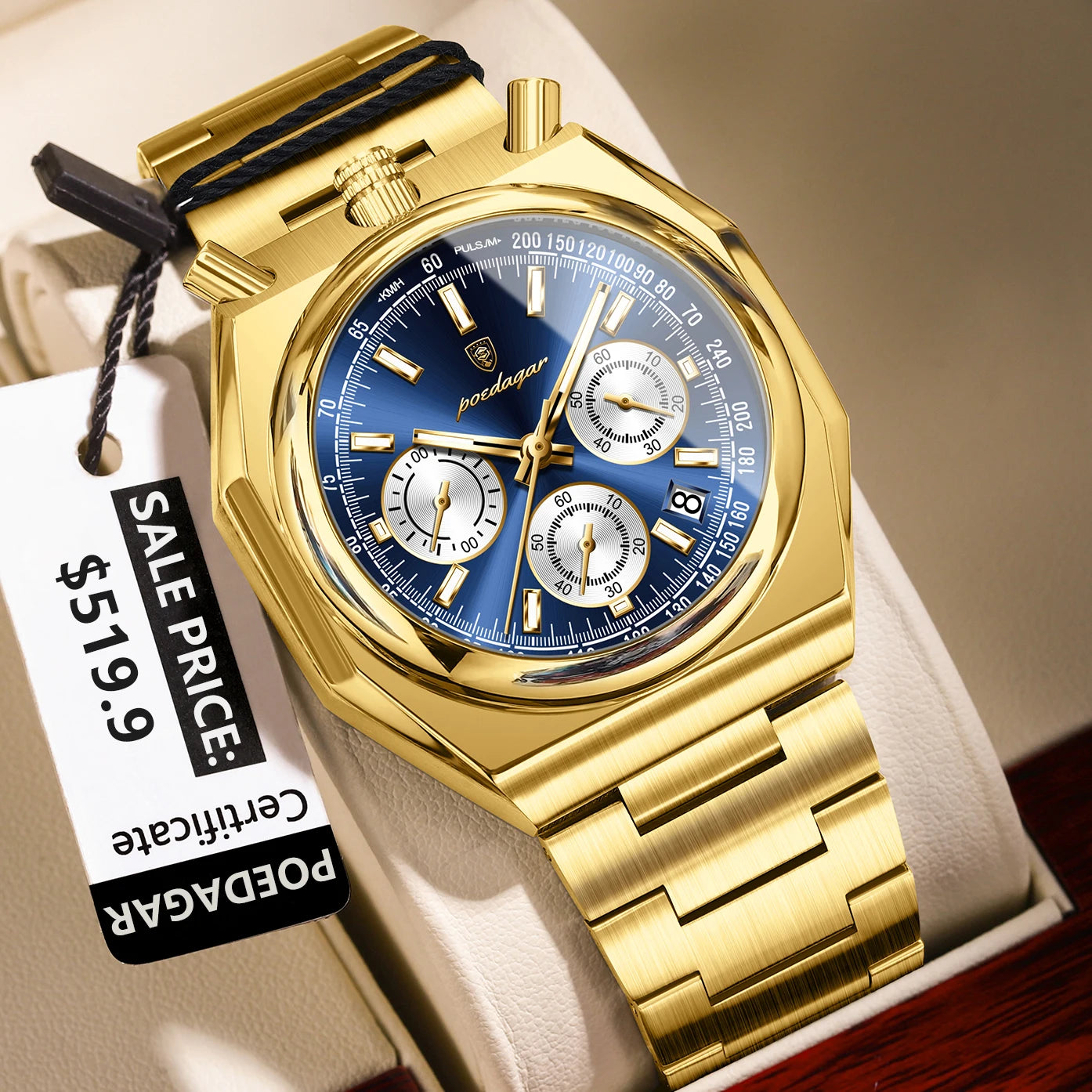 S-3Globe Luxury Chronograph Watch SILVER Brand Watch