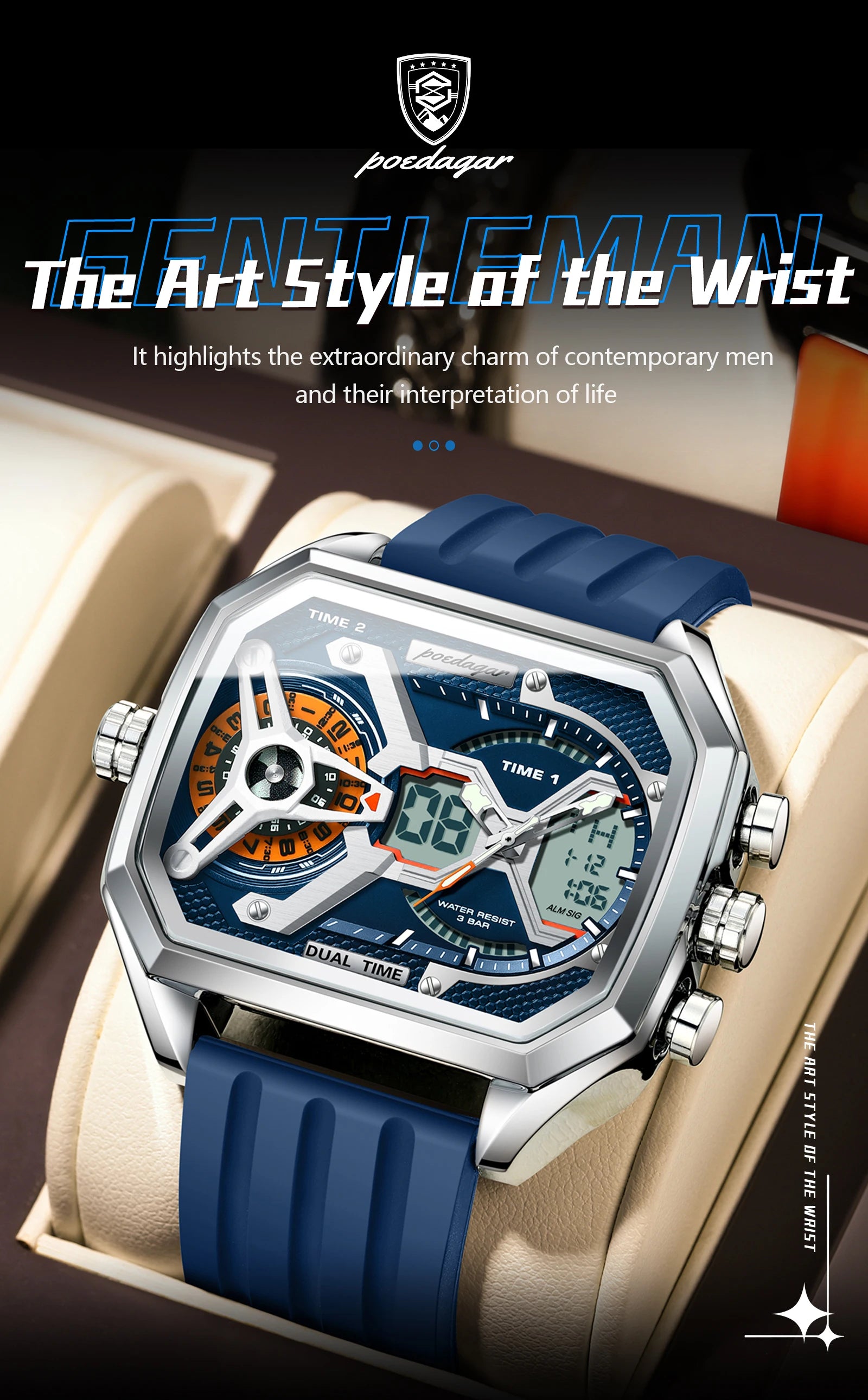 S-OctoTal Top Luxury Men Watch LED SILVER Brand Watch