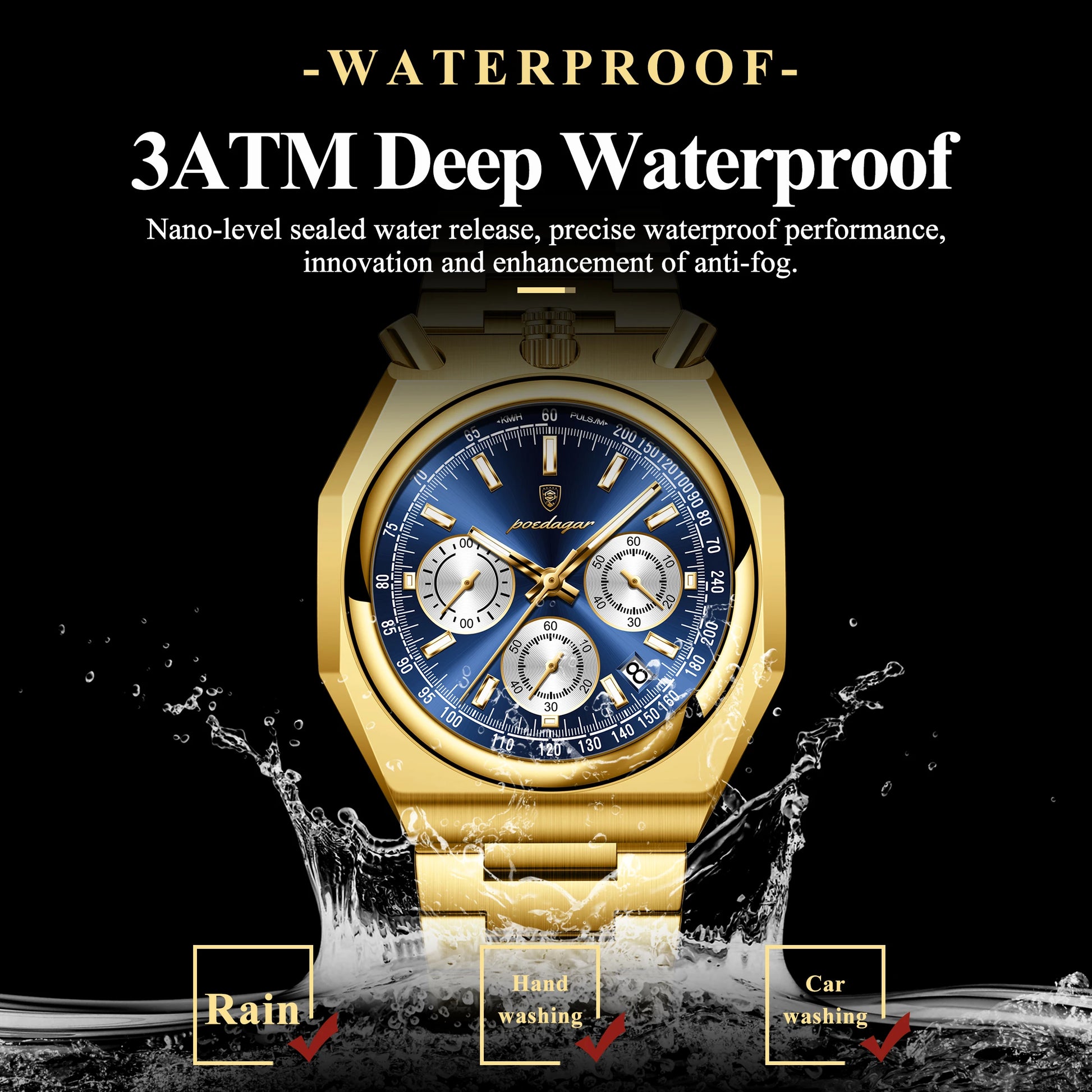 S-3Globe Luxury Chronograph Watch SILVER Brand Watch