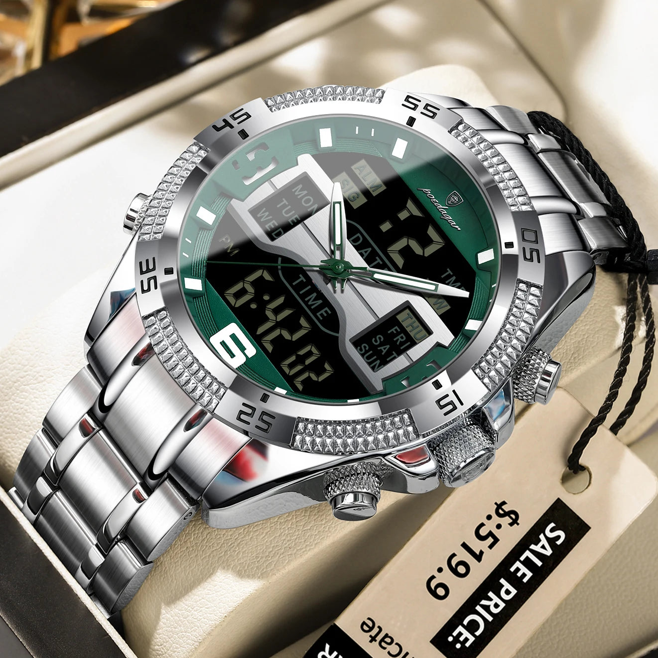 S-Digital Watch Luxury Digital Week SILVER Brand Watch