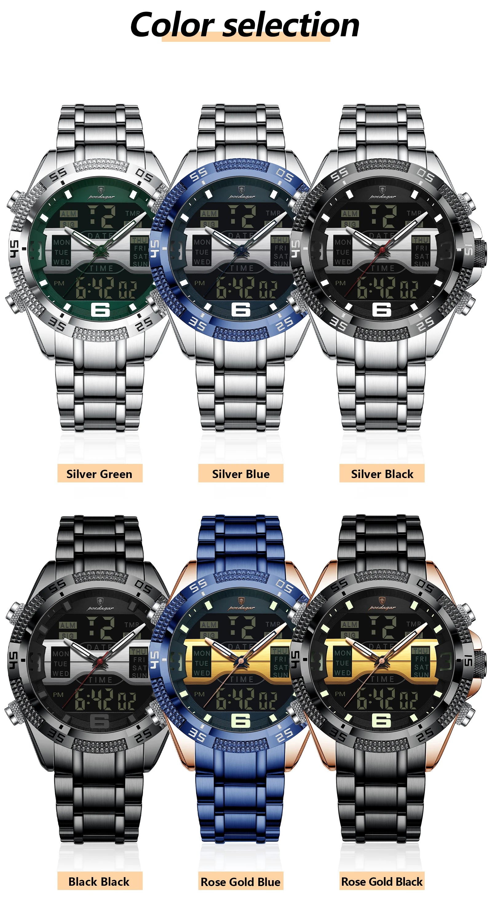 S-Digital Watch Luxury Digital Week SILVER Brand Watch