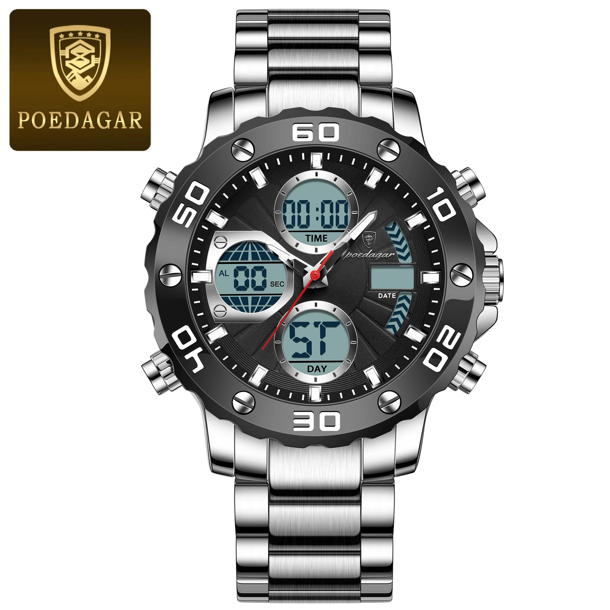 S-Digital Luxury men watch SILVER Brand Watch