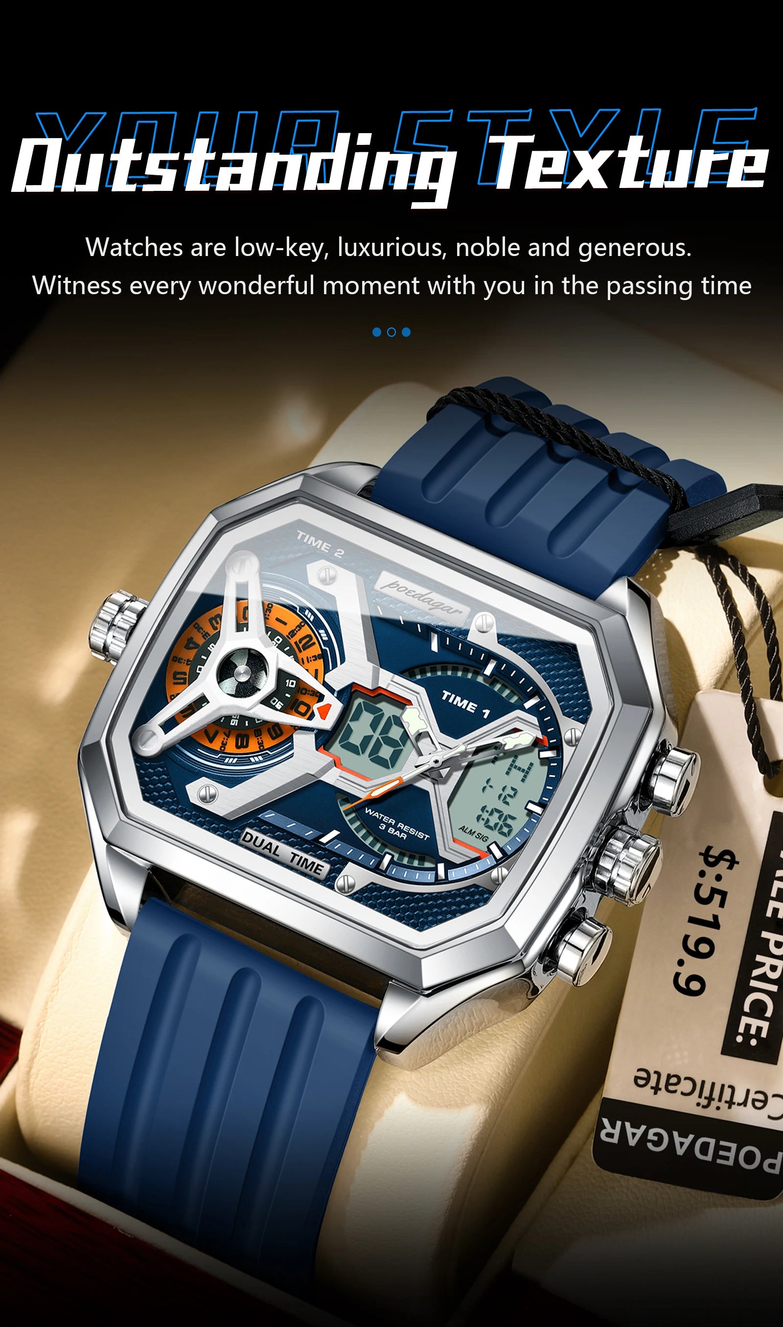 S-OctoTal Top Luxury Men Watch LED SILVER Brand Watch