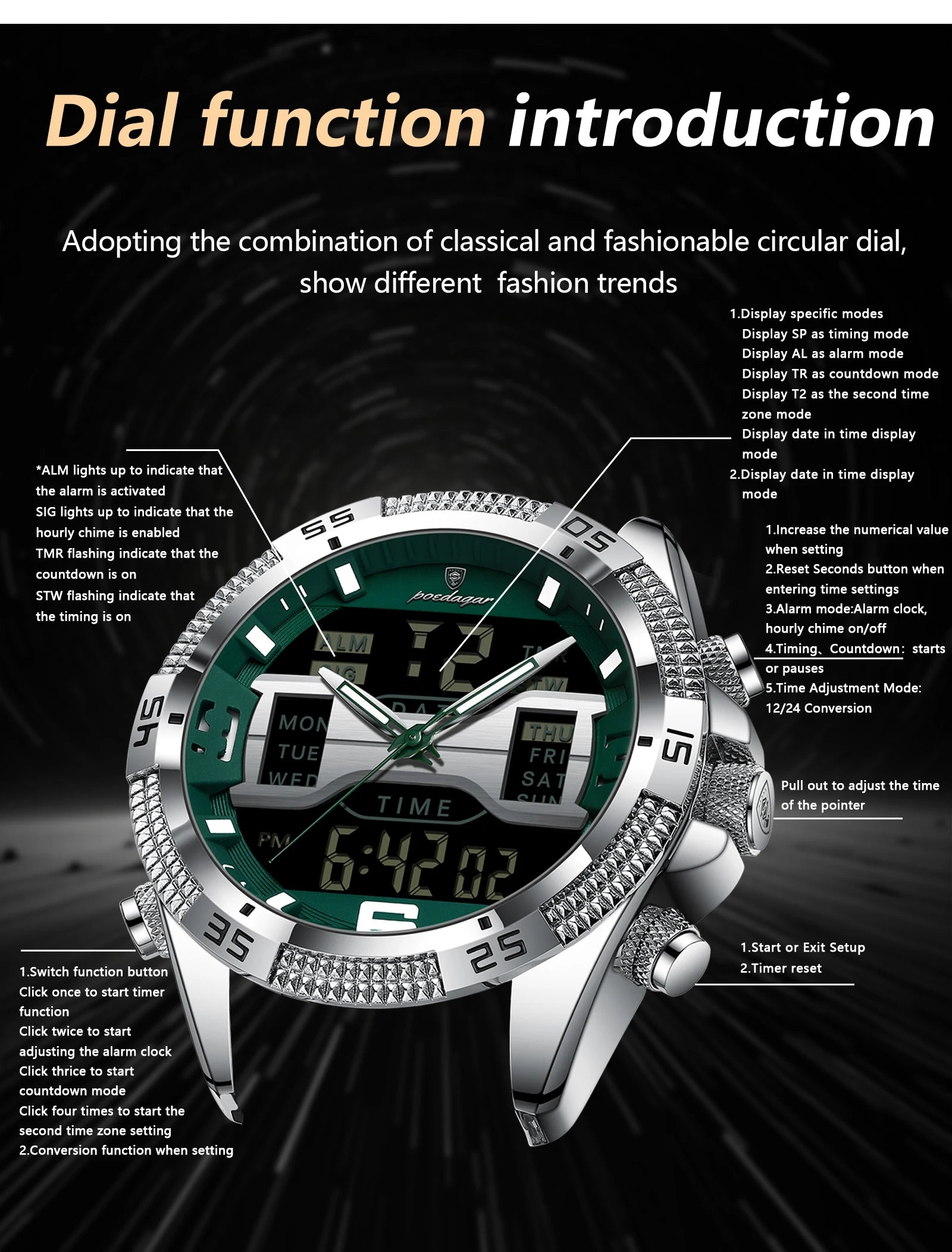 S-Digital Watch Luxury Digital Week SILVER Brand Watch