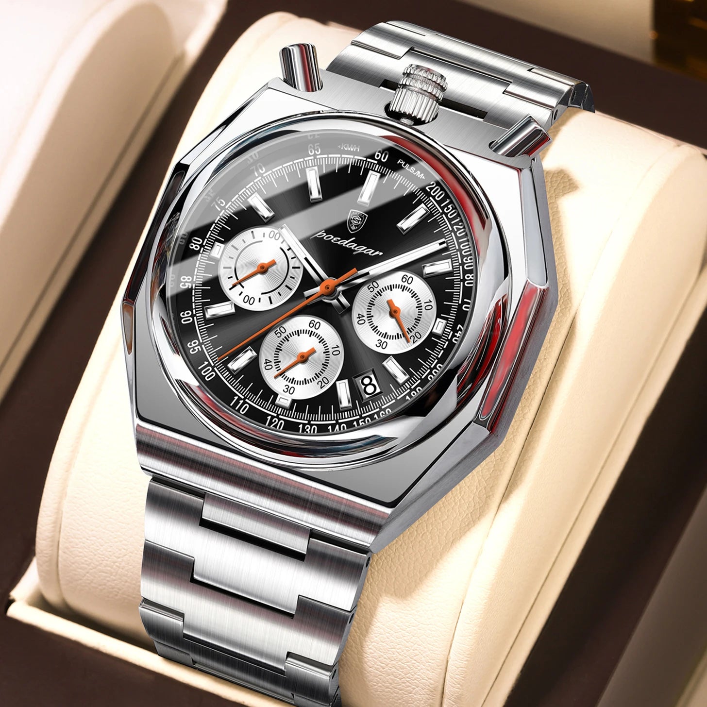S-3Globe Luxury Chronograph Watch SILVER Brand Watch