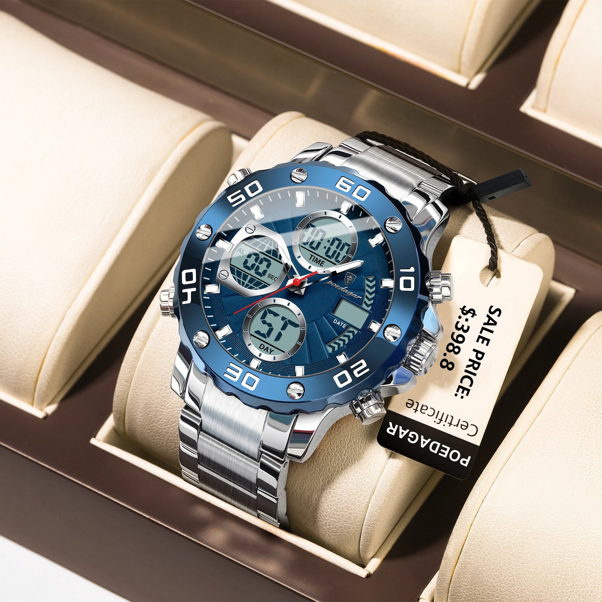 S-Digital Luxury men watch SILVER Brand Watch