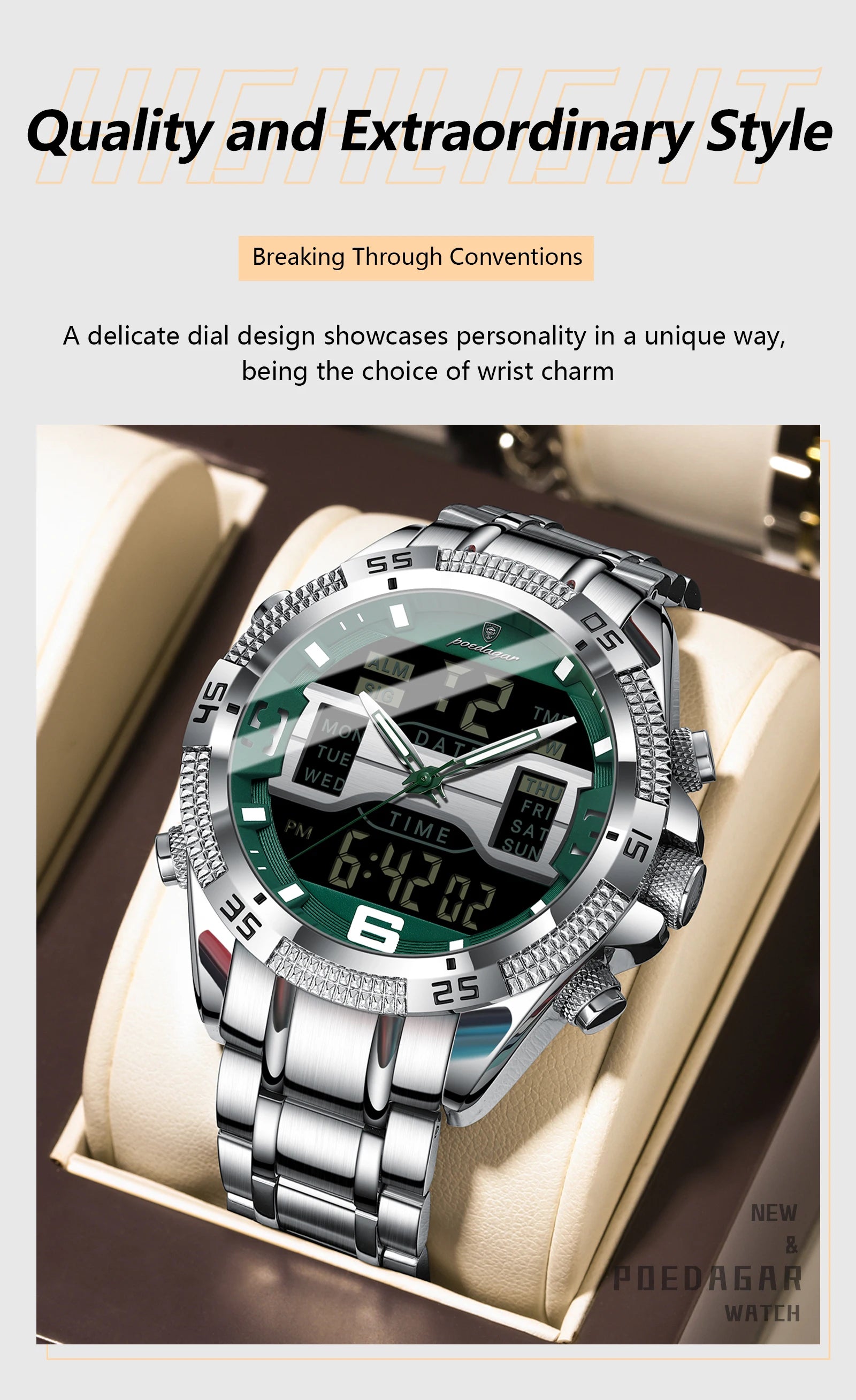 S-Digital Watch Luxury Digital Week SILVER Brand Watch