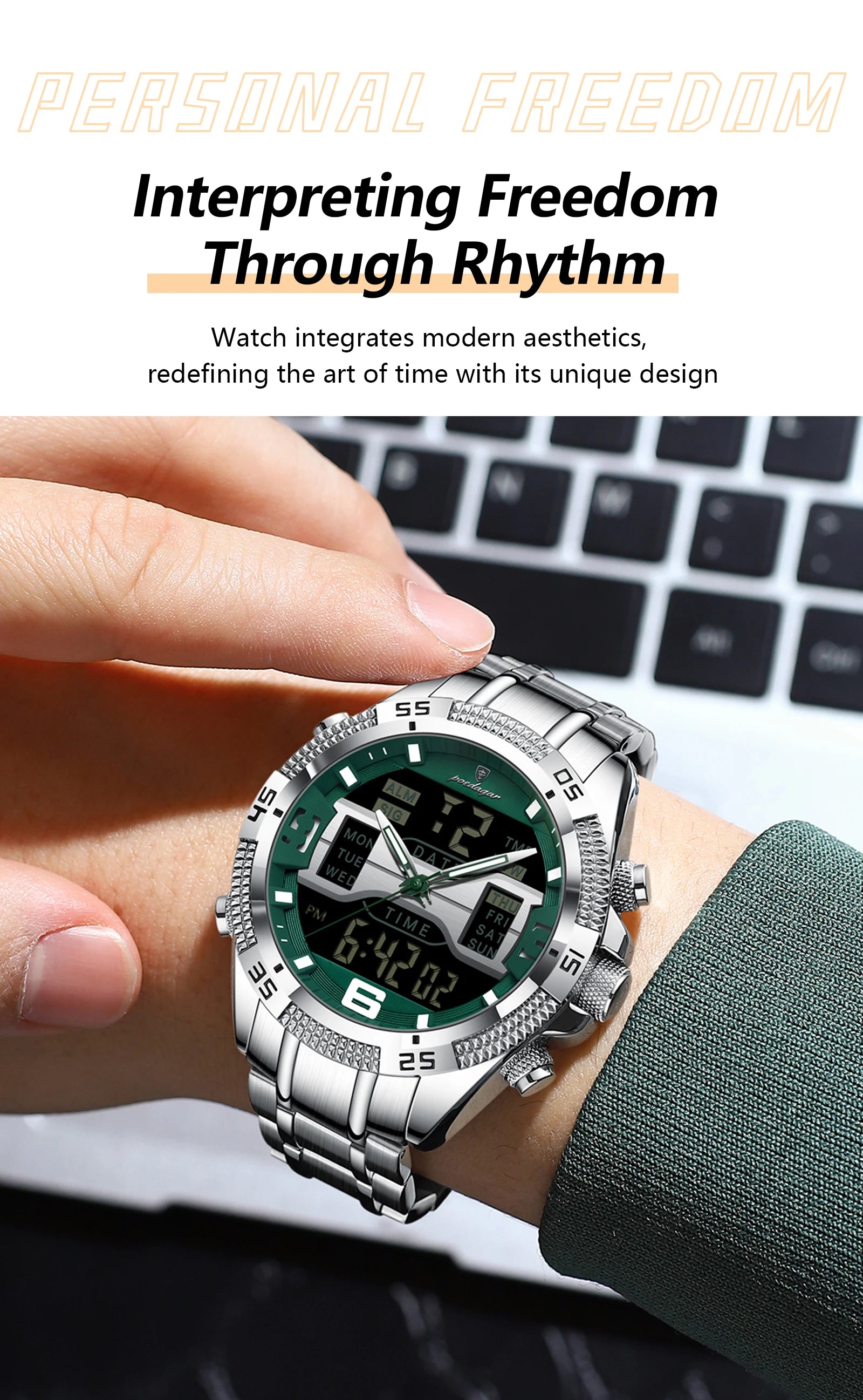 S-Digital Watch Luxury Digital Week SILVER Brand Watch