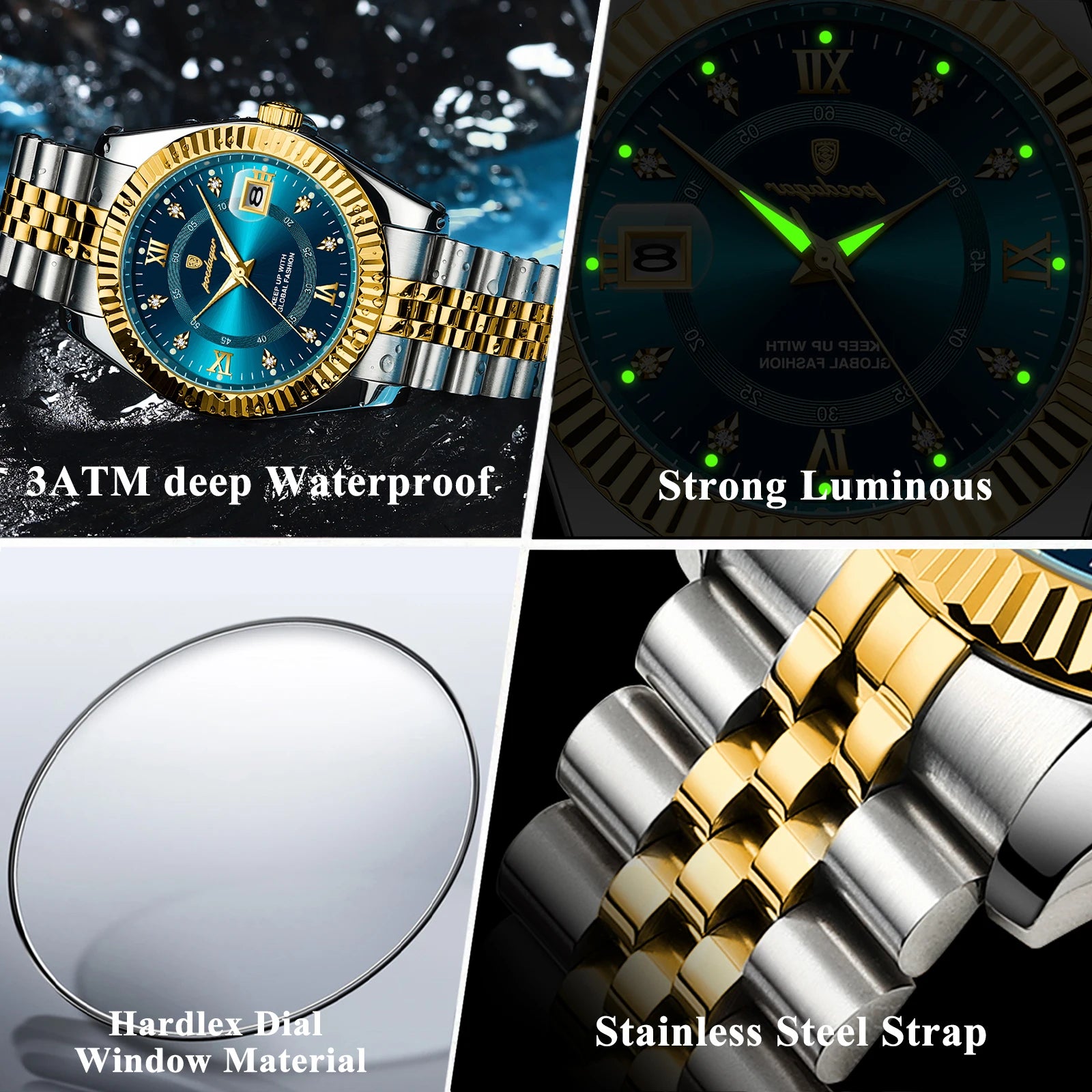 S-Lin Luxury Gold Quartz SILVER Brand Watch