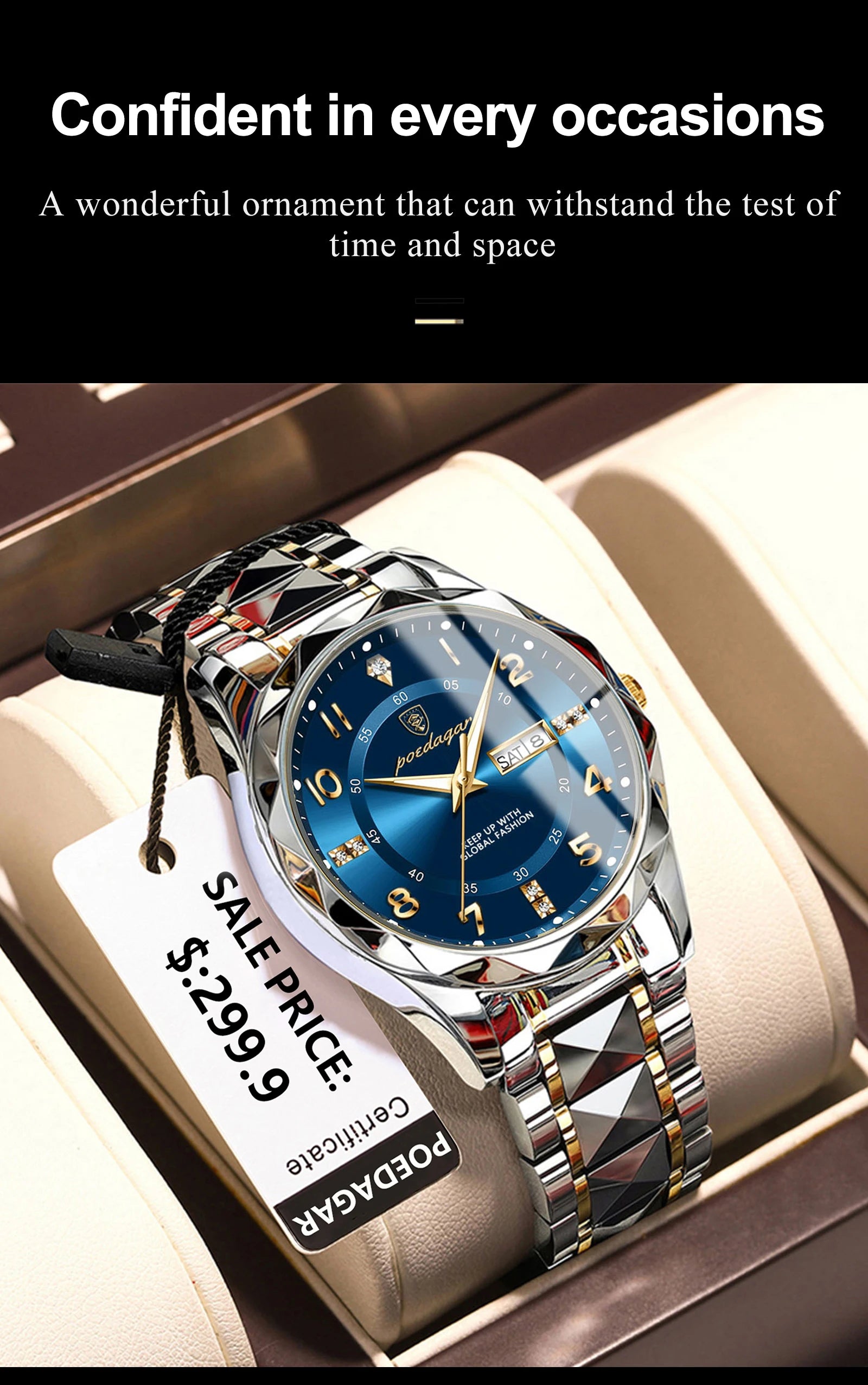 Luxury Men Luminous Wristwatch SILVER Brand Watch