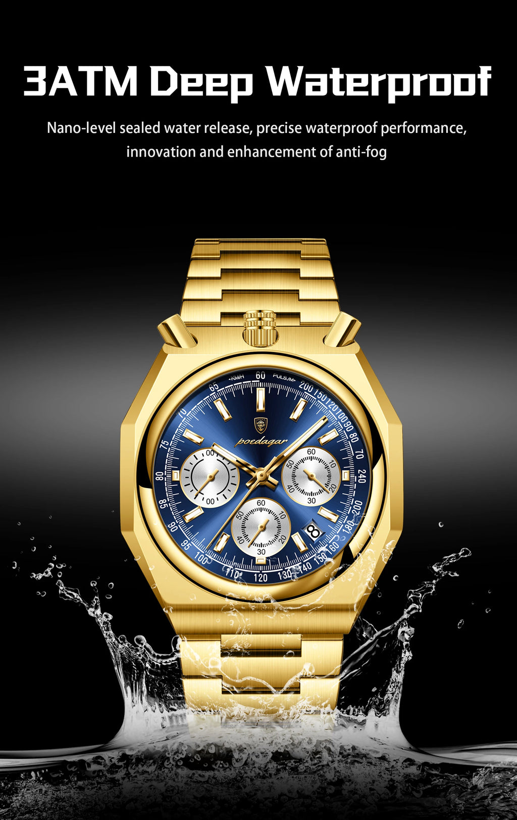 S-3Globe Luxury Chronograph Watch SILVER Brand Watch