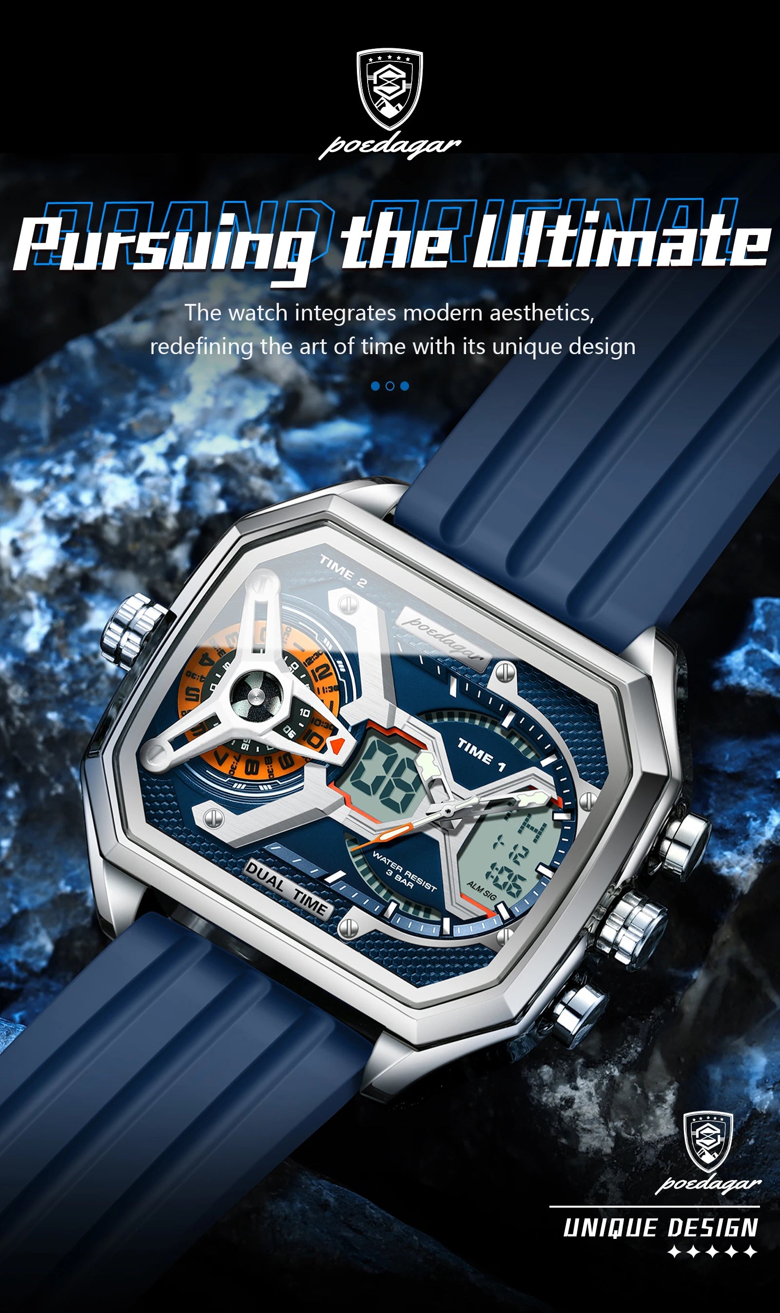 S-OctoTal Top Luxury Men Watch LED SILVER Brand Watch