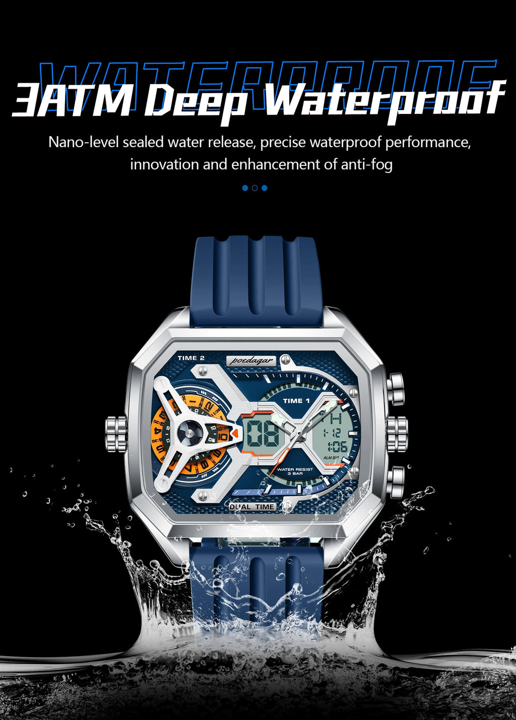 S-OctoTal Top Luxury Men Watch LED SILVER Brand Watch