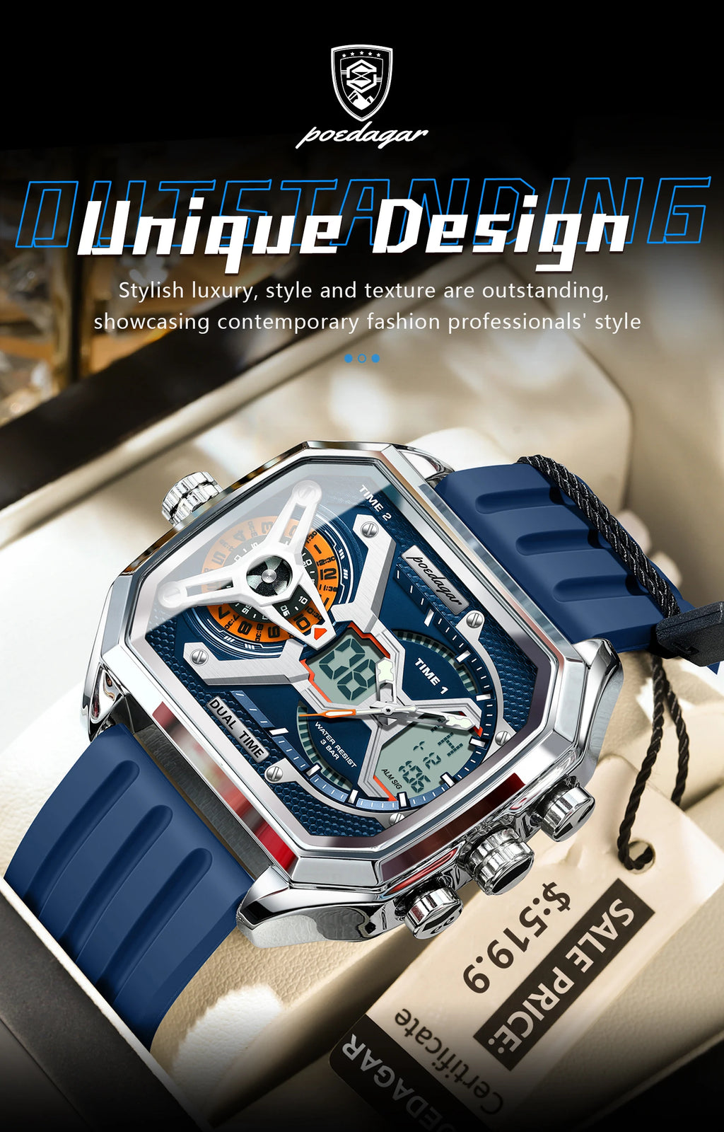 S-OctoTal Top Luxury Men Watch LED SILVER Brand Watch