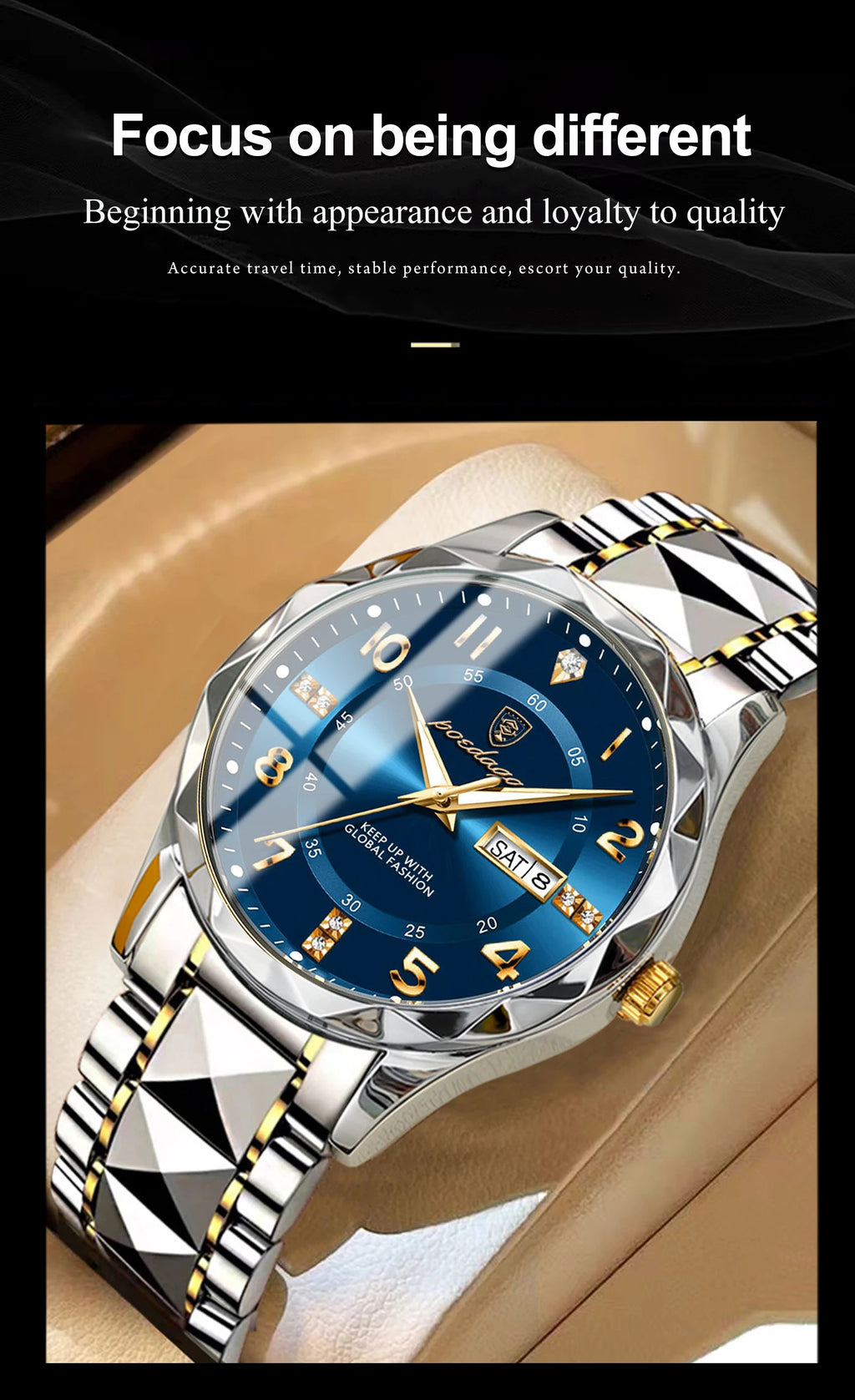 Luxury Men Luminous Wristwatch SILVER Brand Watch