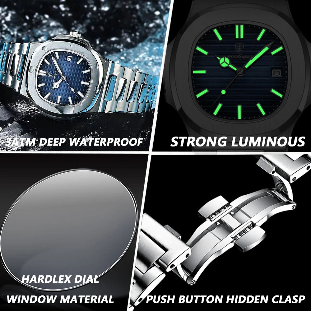 S-Exclusive Square Luxury Men SILVER Brand Watch