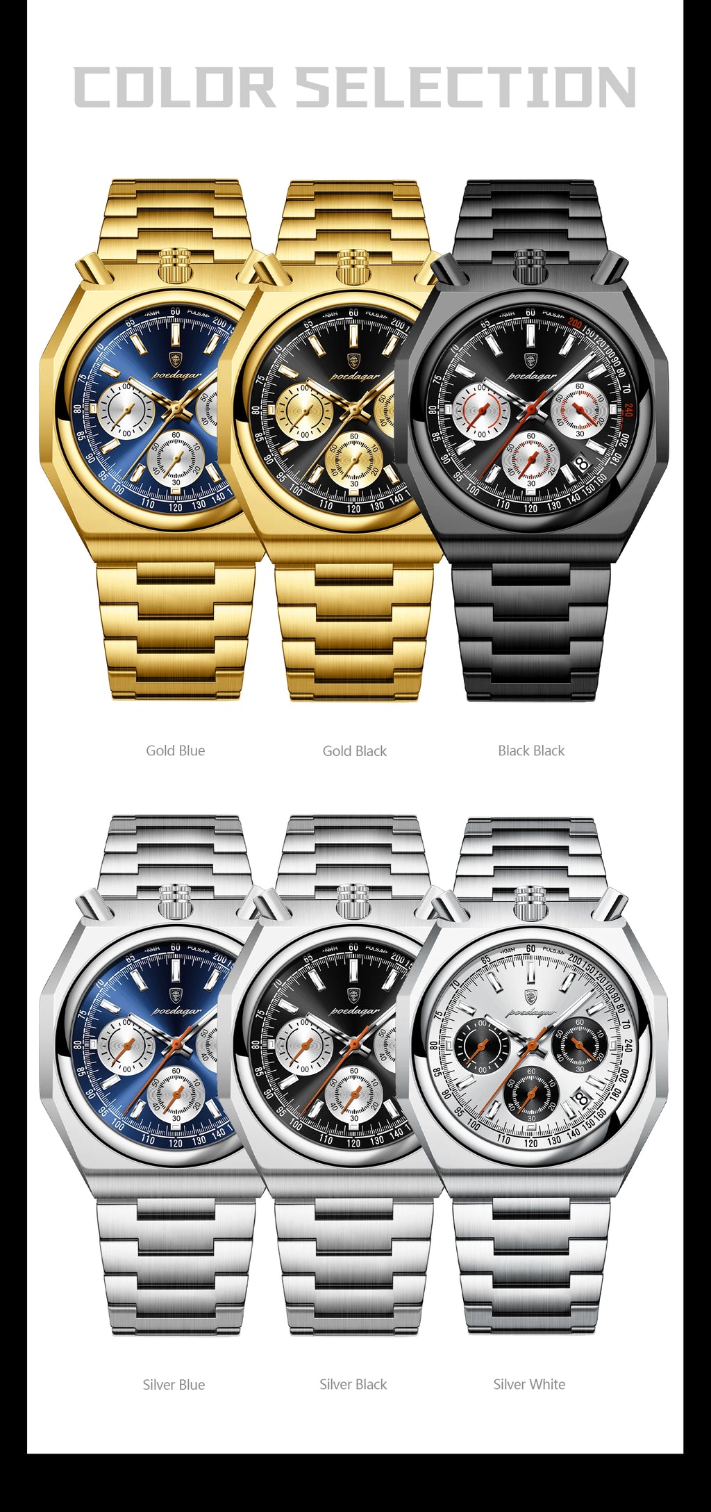 S-3Globe Luxury Chronograph Watch SILVER Brand Watch