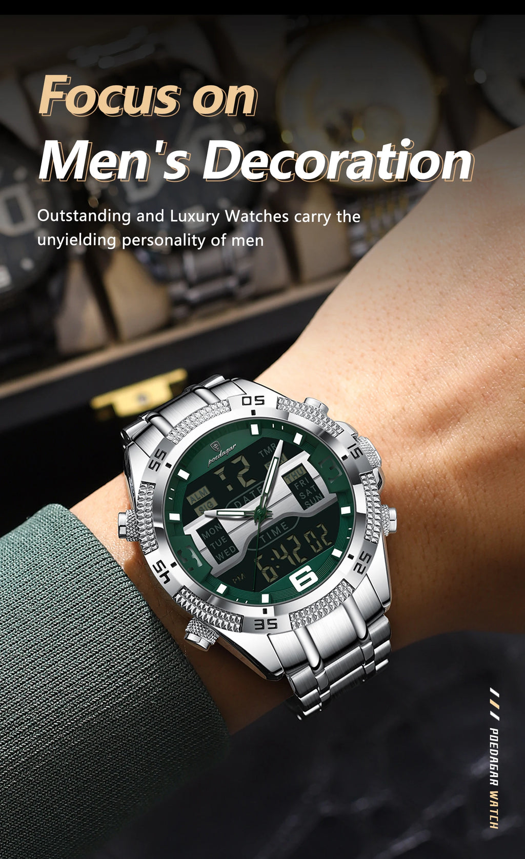 S-Digital Watch Luxury Digital Week SILVER Brand Watch