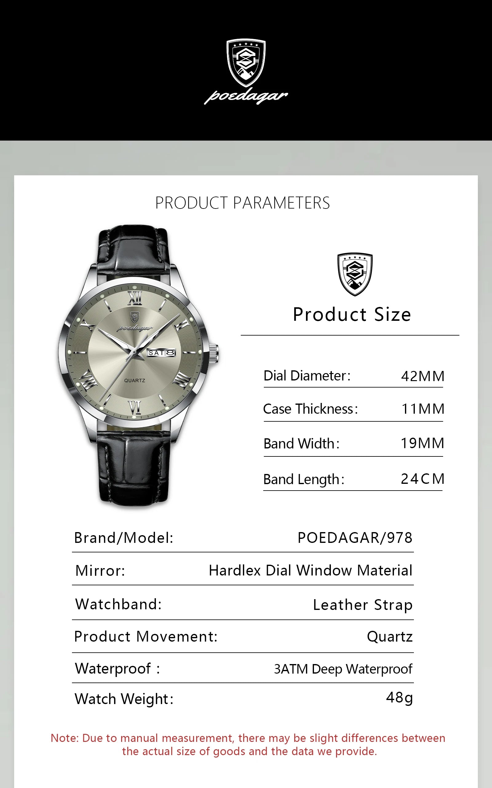 S-Leather Military Leather Luminous Luxury Watch SILVER Brand Watch