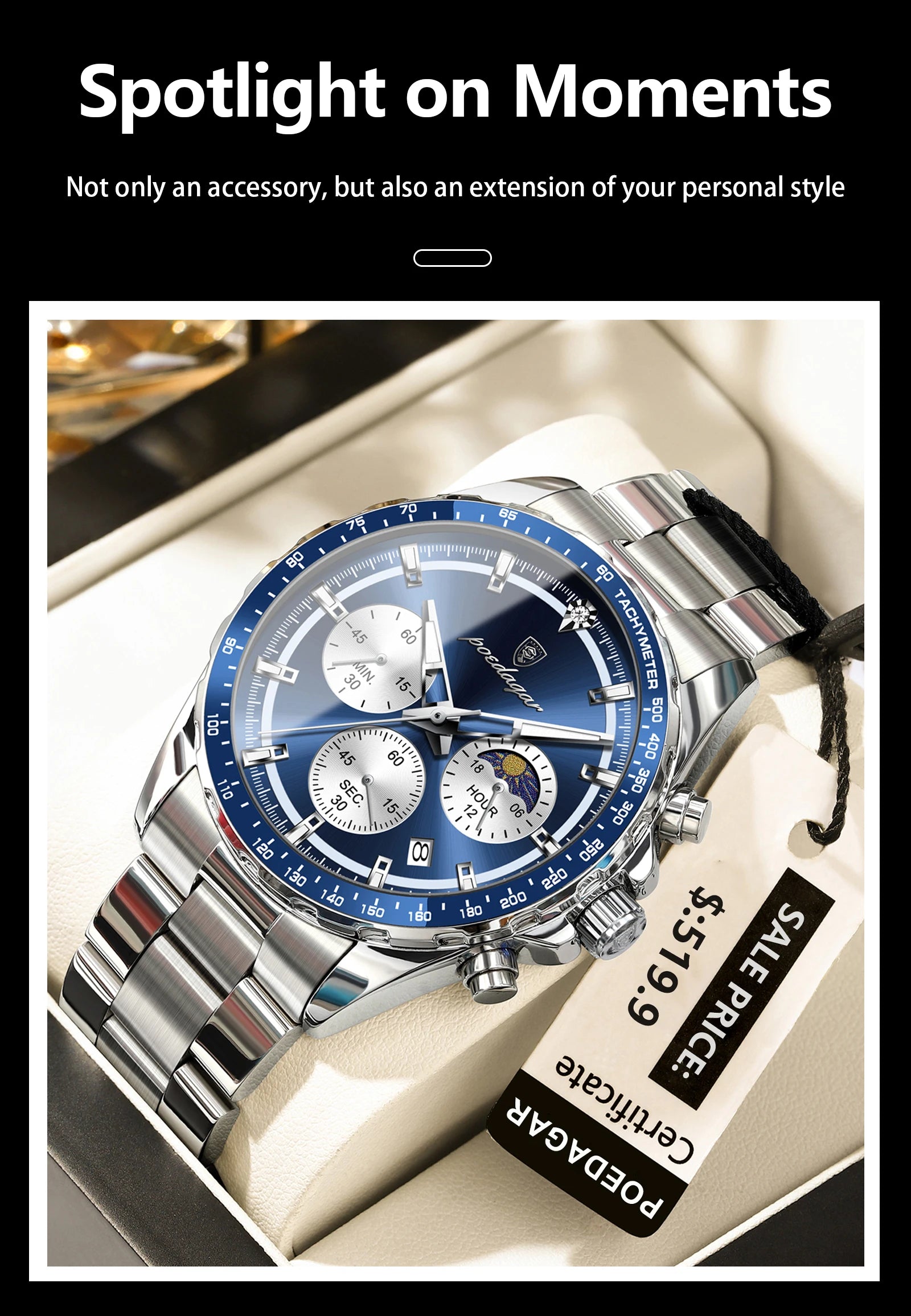 S-Dagar Luxury Sport Watch SILVER Brand Watch