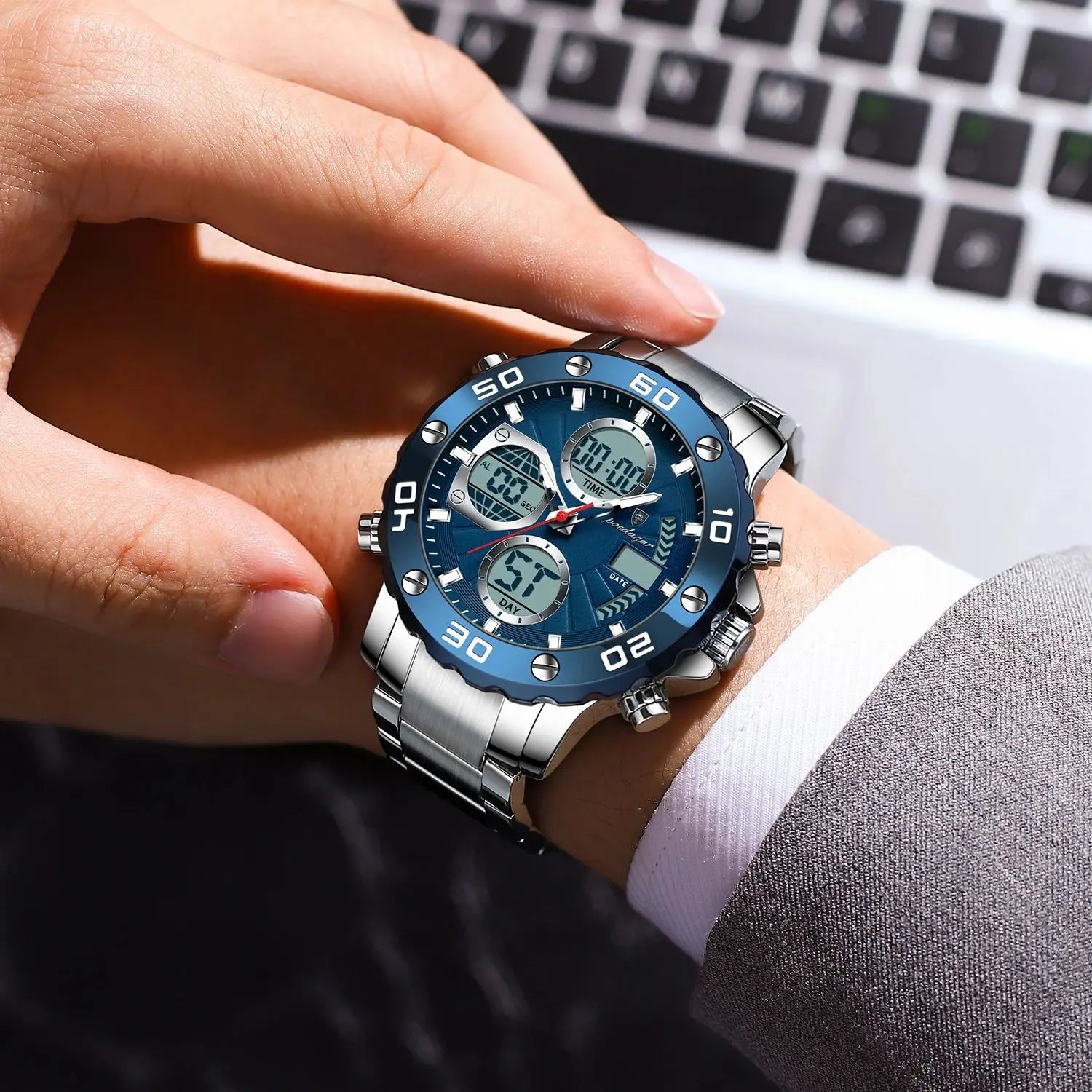 S-Digital Luxury men watch SILVER Brand Watch