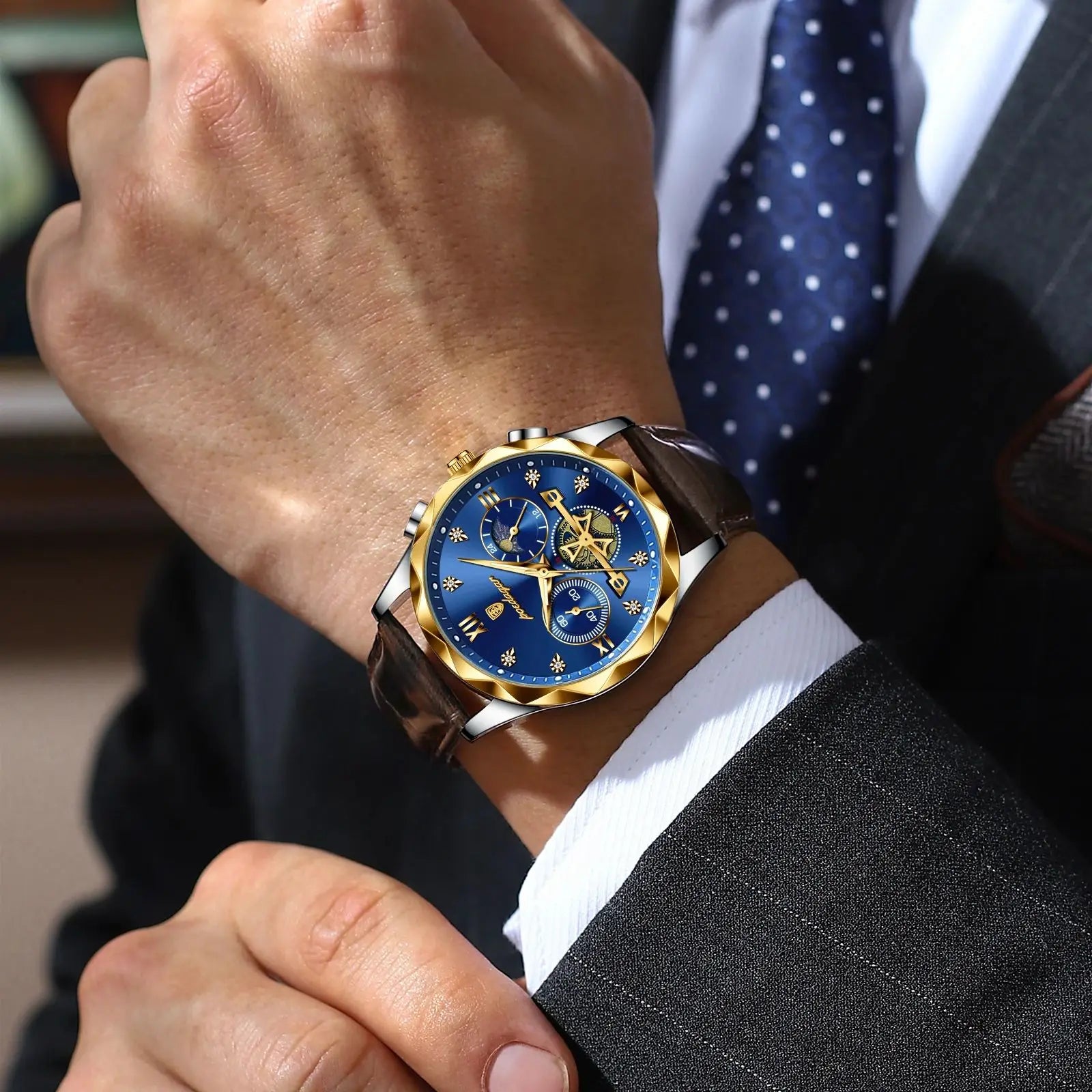 S-Legleather Luxury Watch SILVER Brand Watch