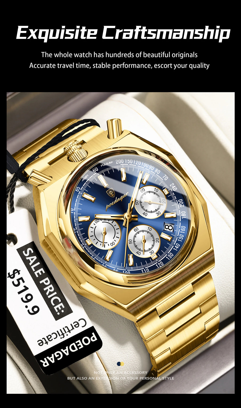S-3Globe Luxury Chronograph Watch SILVER Brand Watch