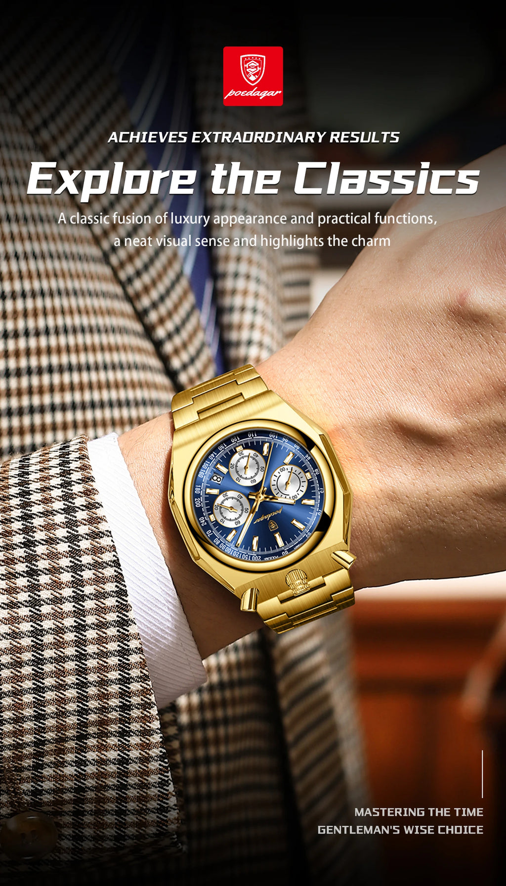 S-3Globe Luxury Chronograph Watch SILVER Brand Watch