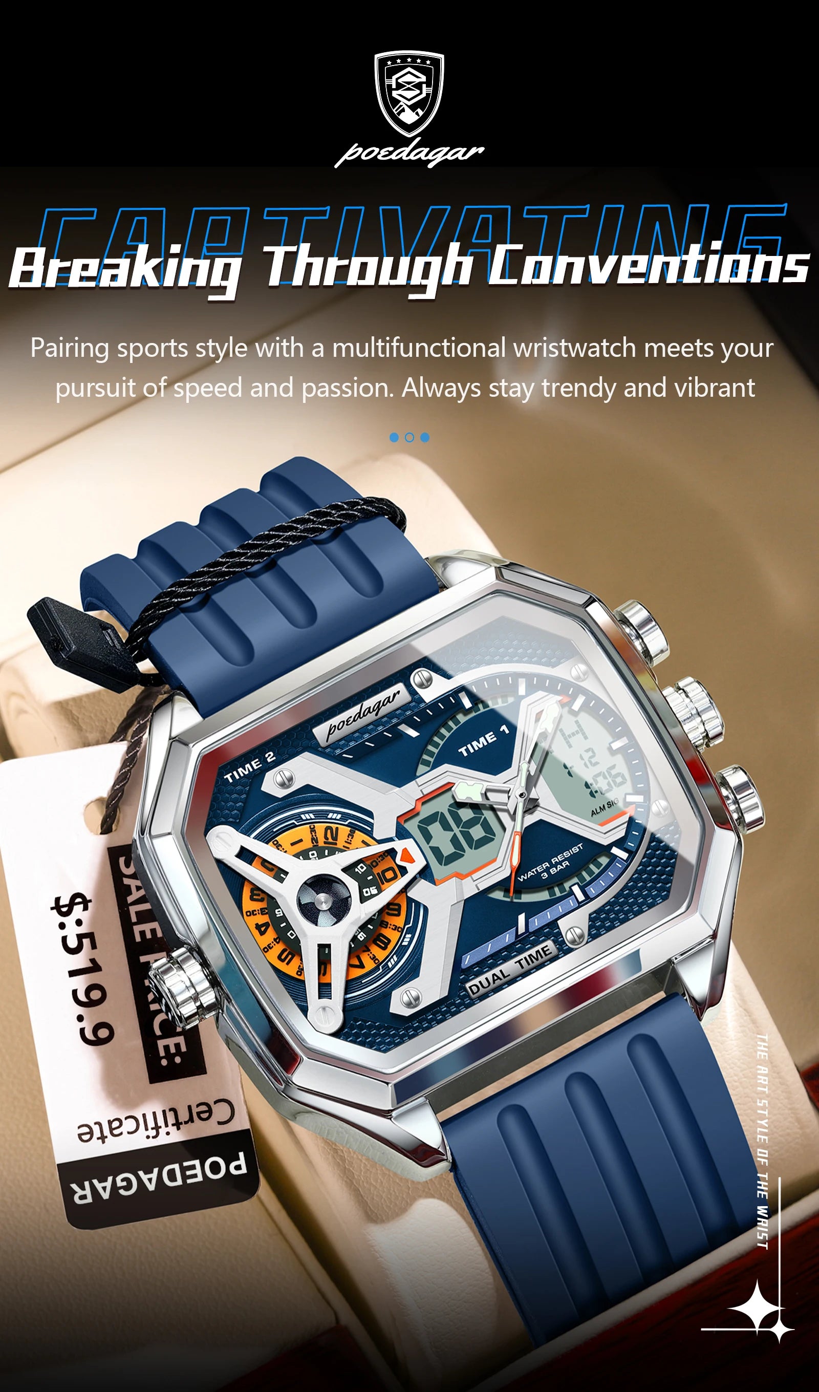 S-OctoTal Top Luxury Men Watch LED SILVER Brand Watch