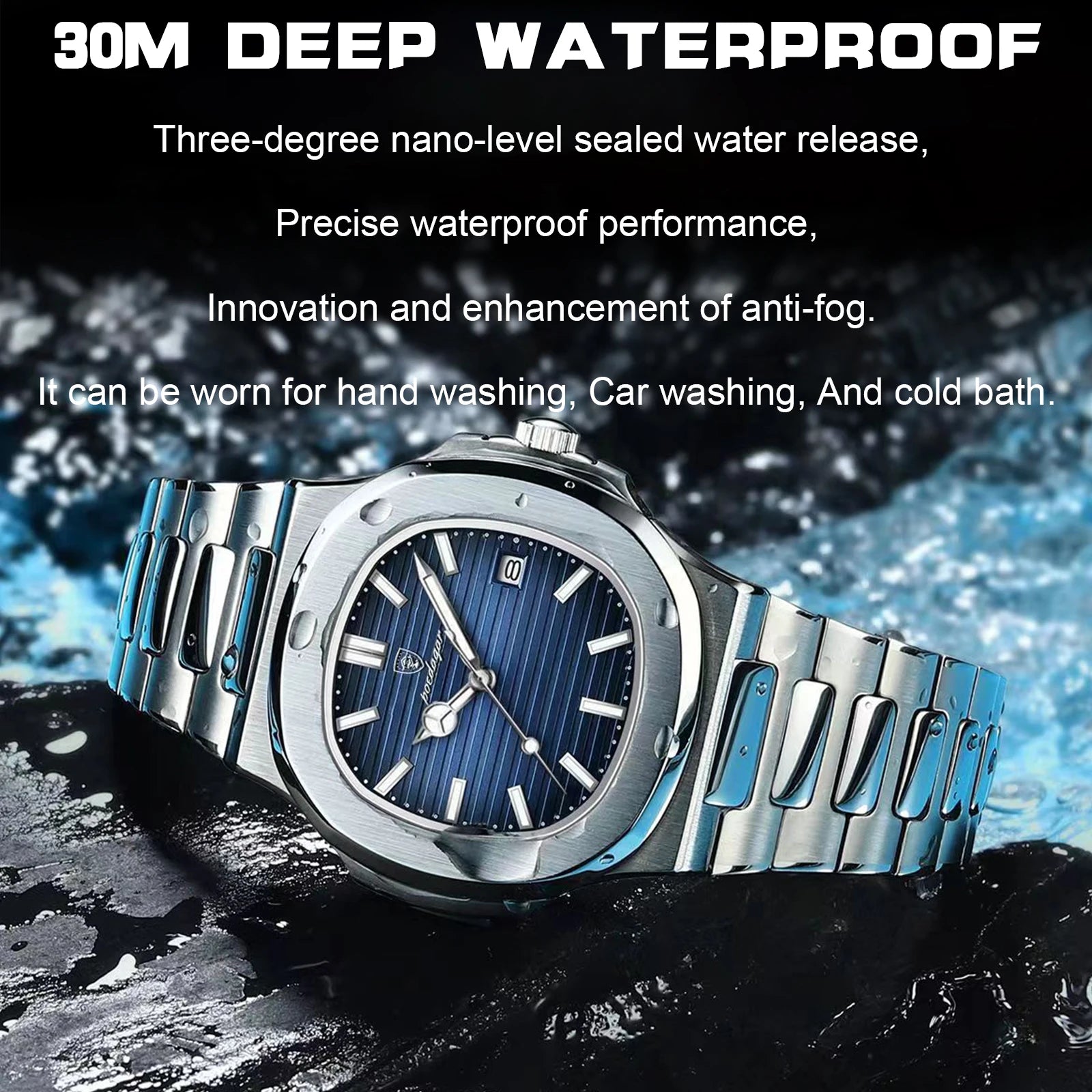 S-Exclusive Square Luxury Men SILVER Brand Watch
