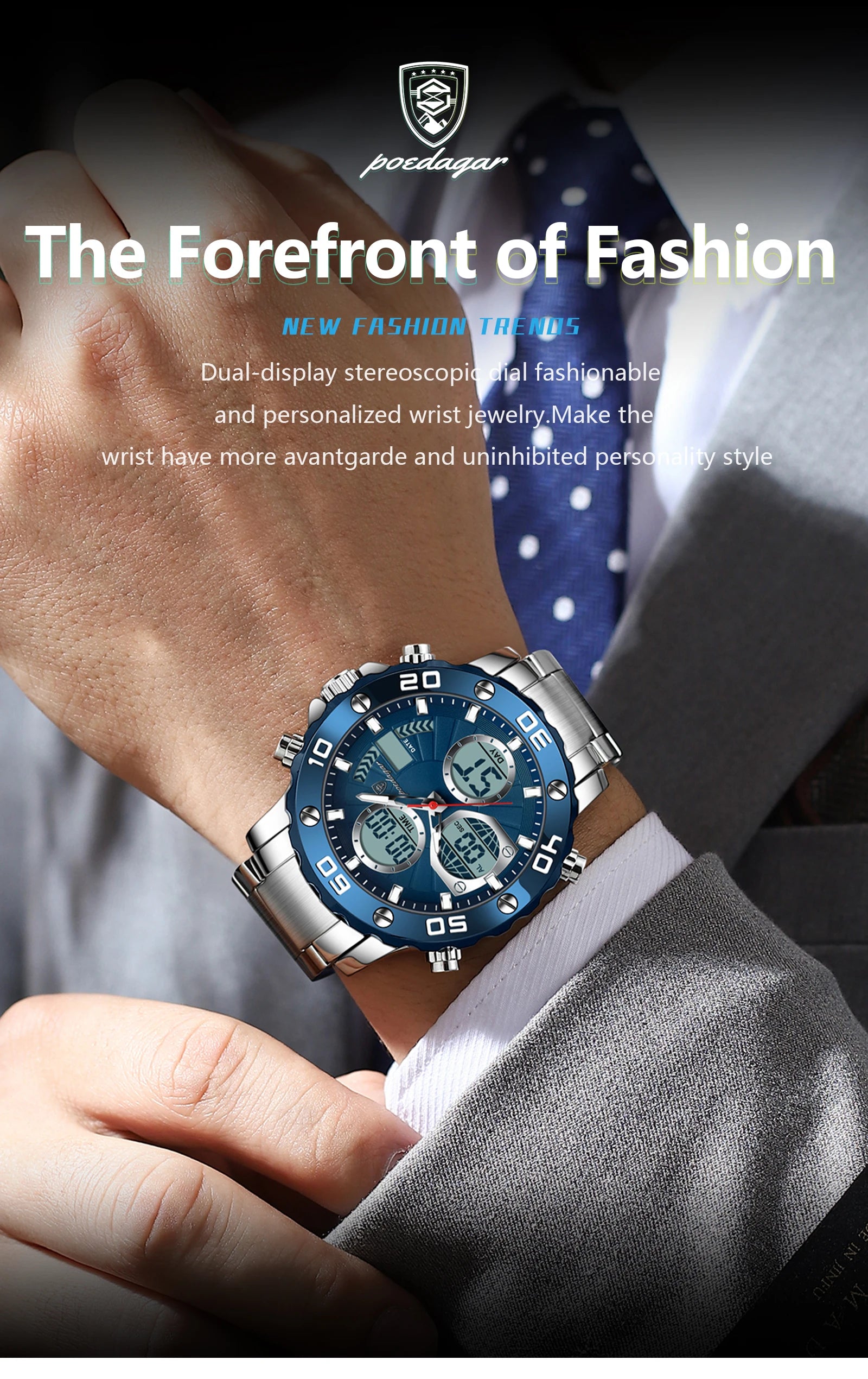 S-Digital Luxury men watch SILVER Brand Watch