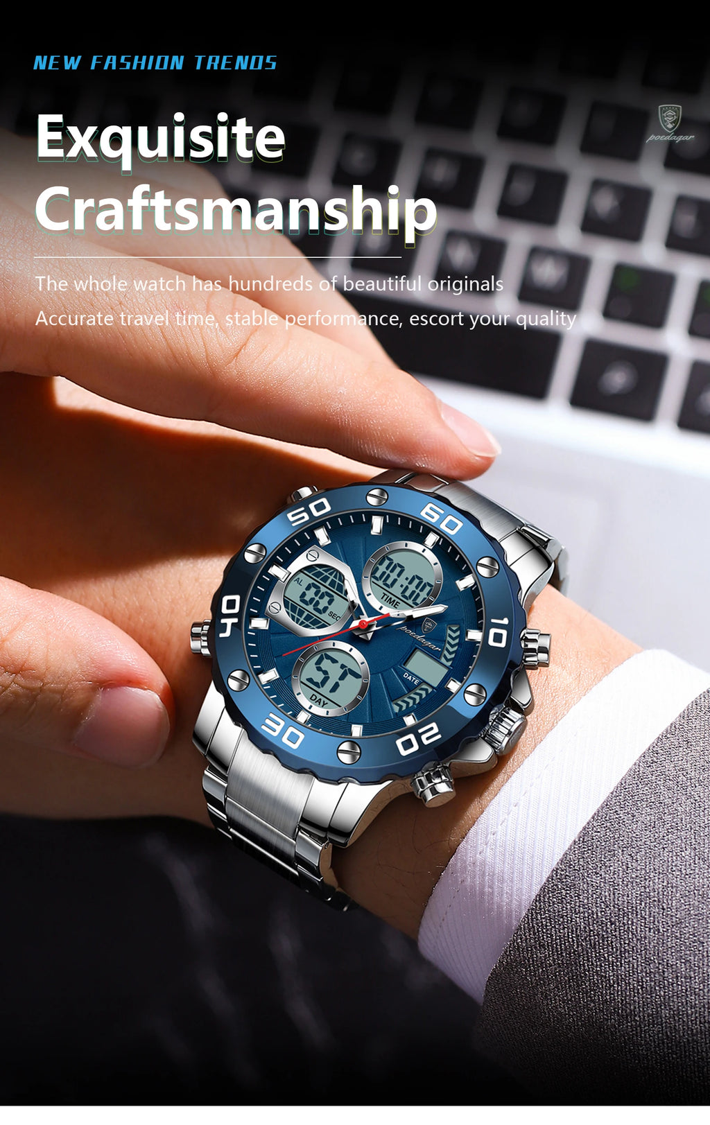 S-Digital Luxury men watch SILVER Brand Watch