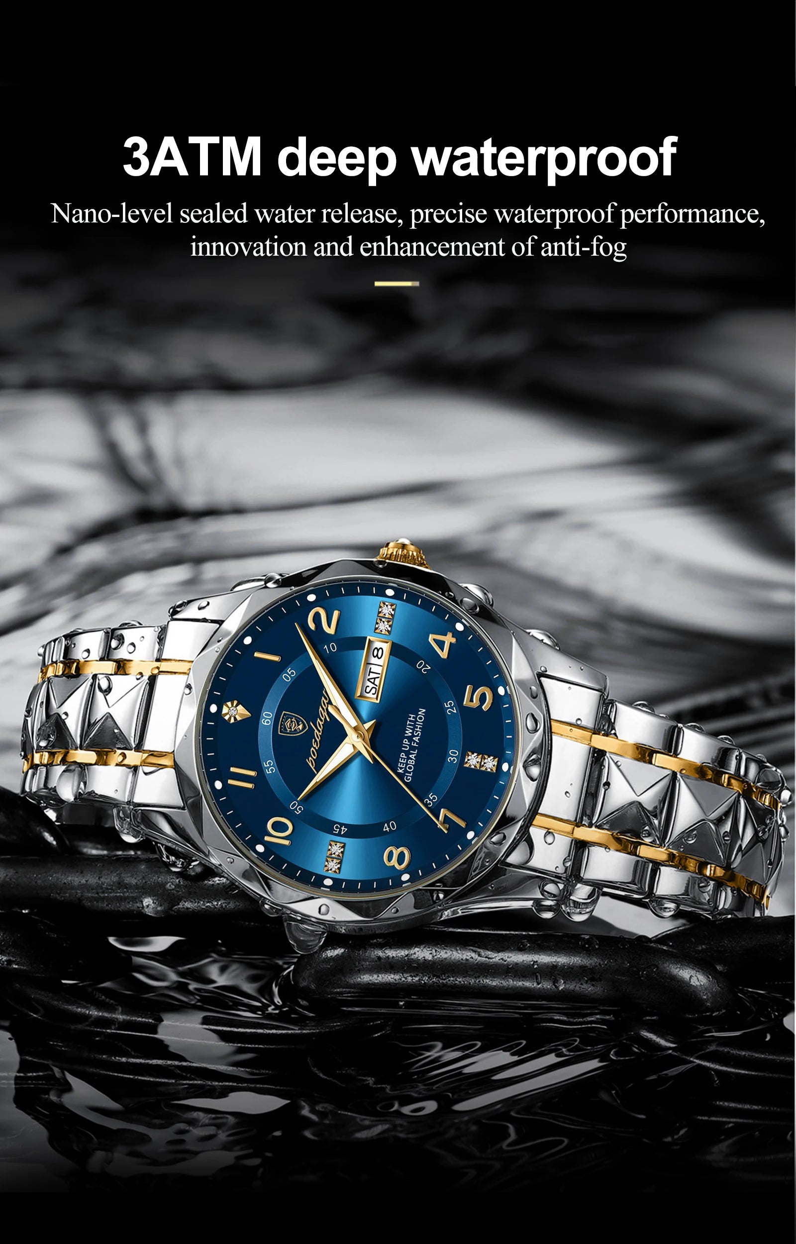Luxury Men Luminous Wristwatch SILVER Brand Watch