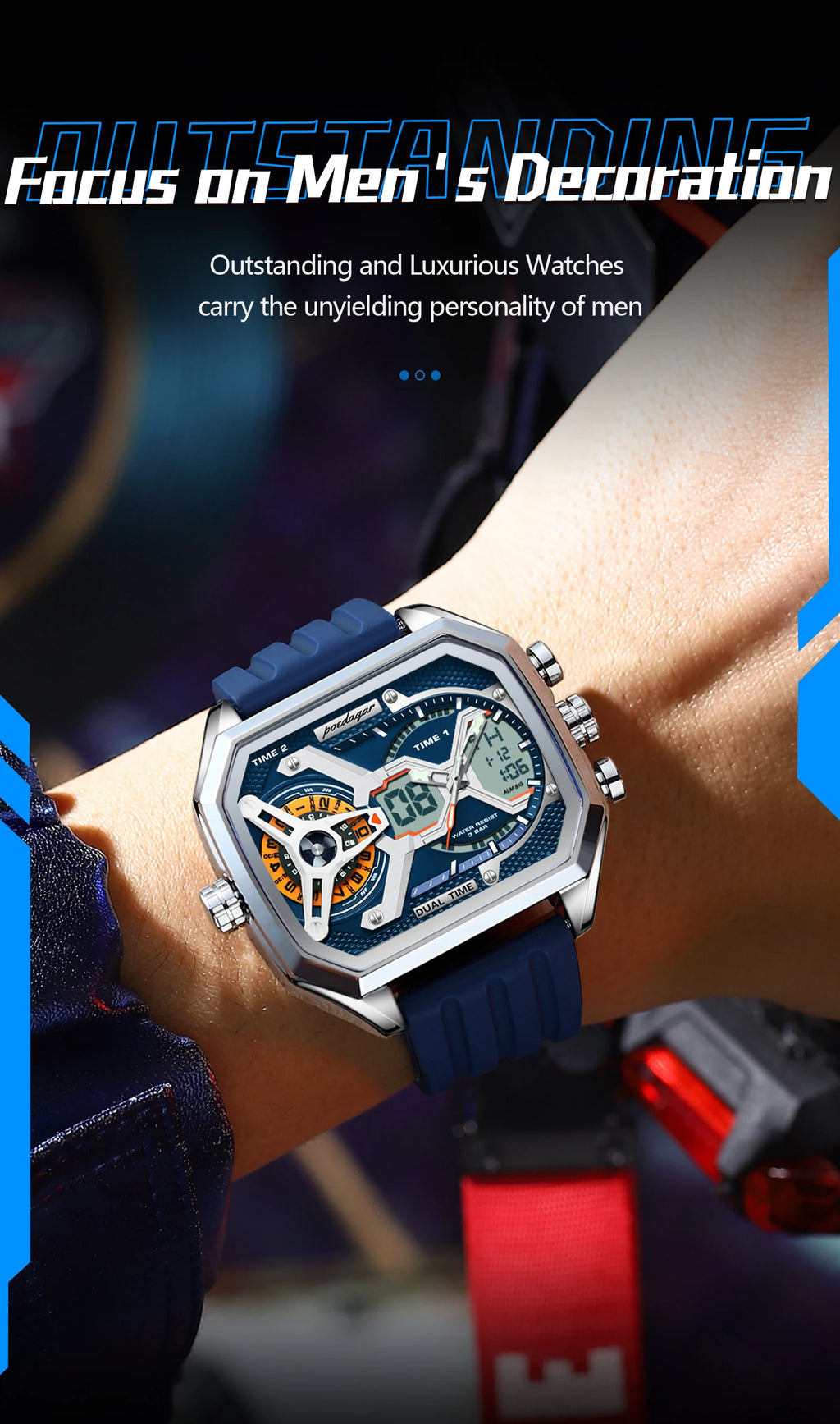 S-OctoTal Top Luxury Men Watch LED SILVER Brand Watch