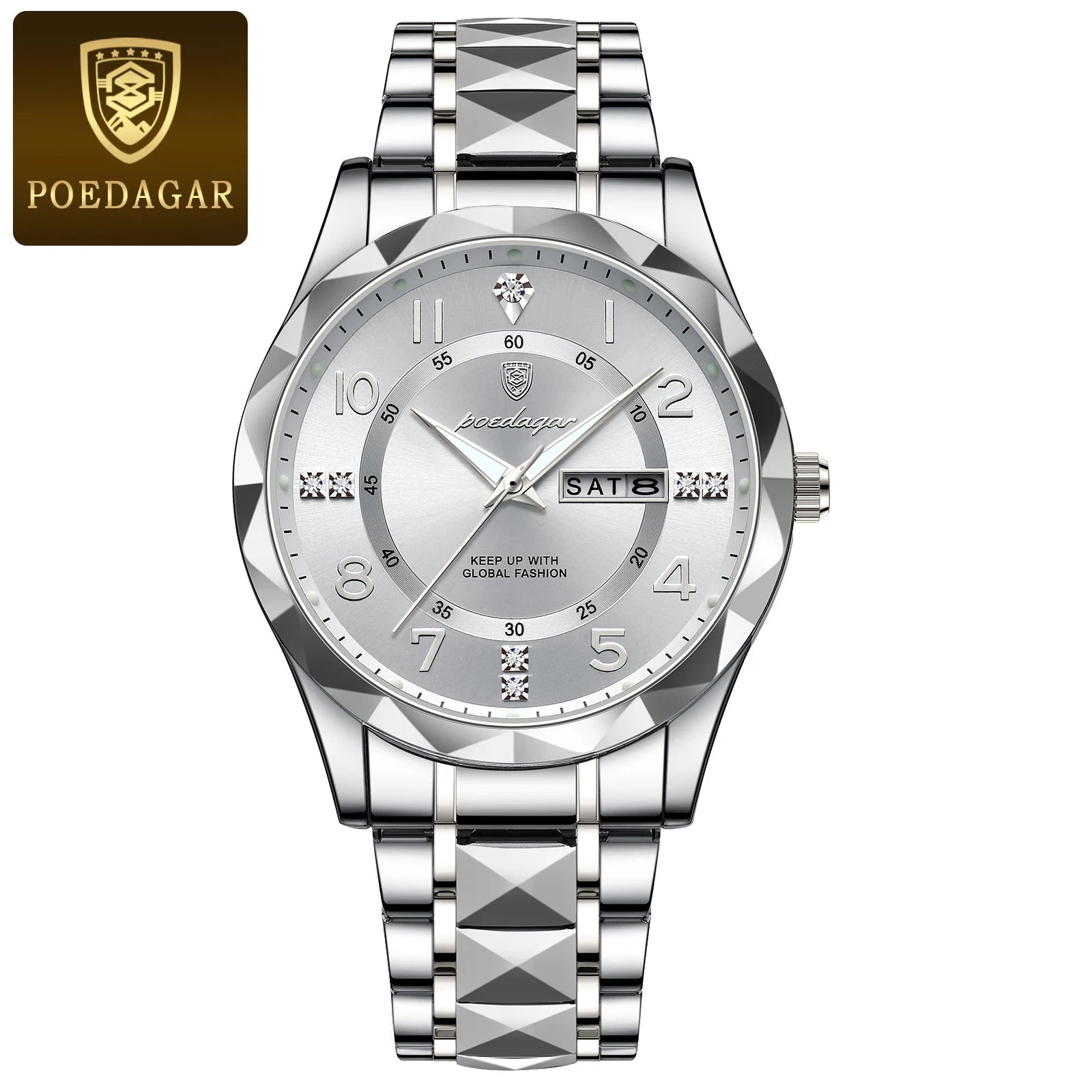 Luxury Men Luminous Wristwatch SILVER Brand Watch