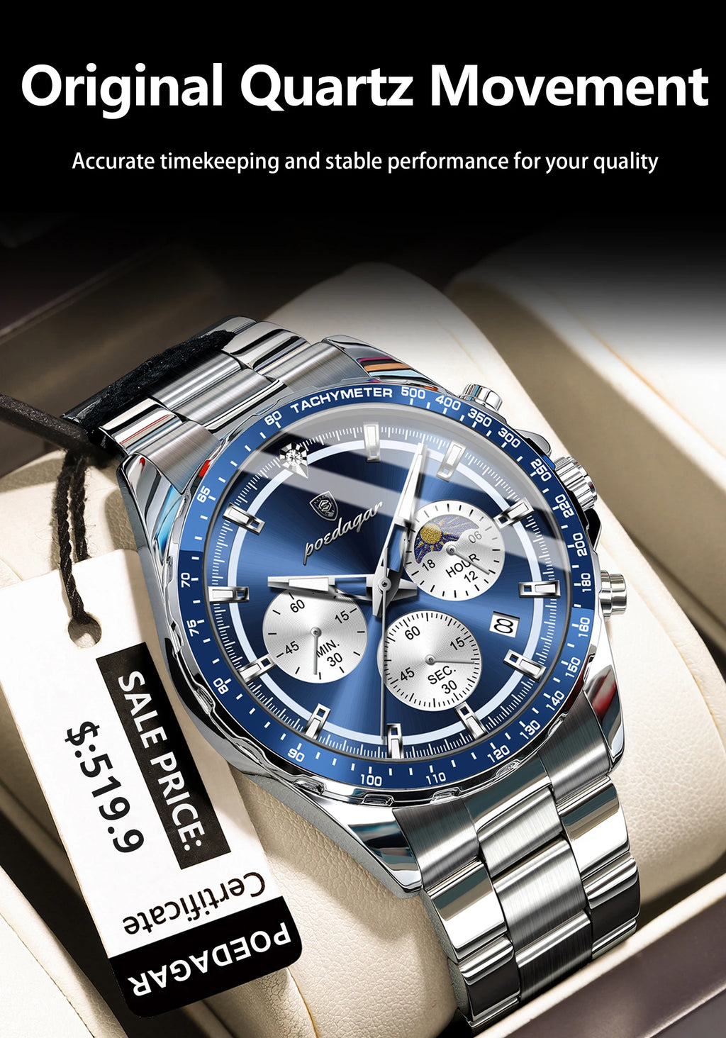 S-Dagar Luxury Sport Watch SILVER Brand Watch