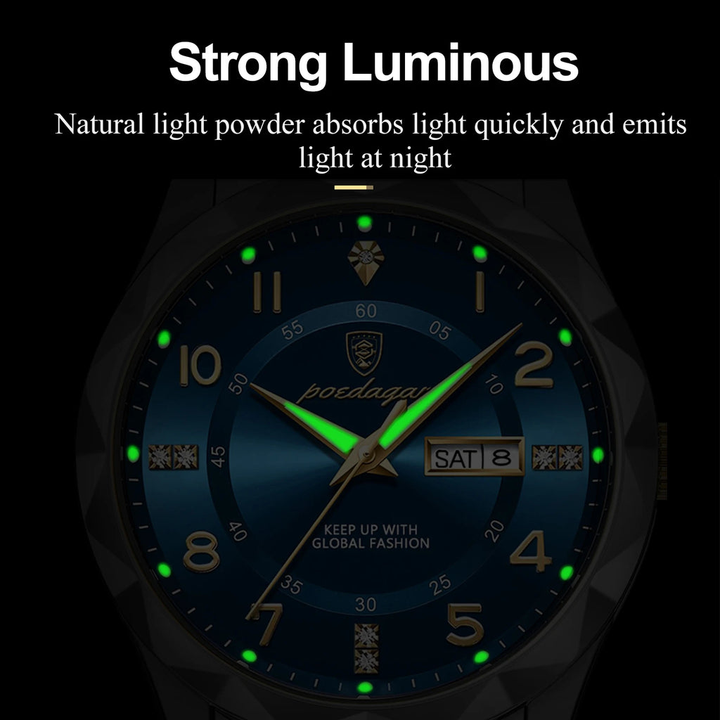 Luxury Men Luminous Wristwatch SILVER Brand Watch