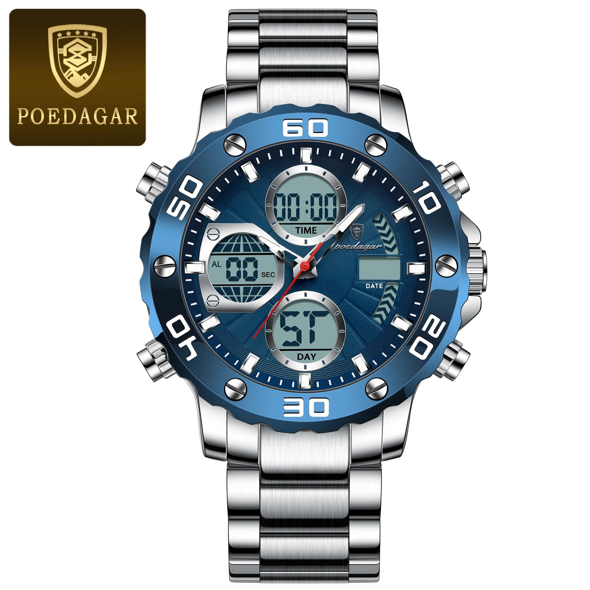 S-Digital Luxury men watch SILVER Brand Watch