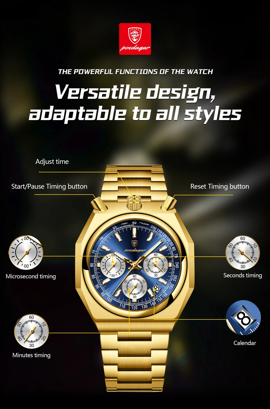 S-3Globe Luxury Chronograph Watch SILVER Brand Watch