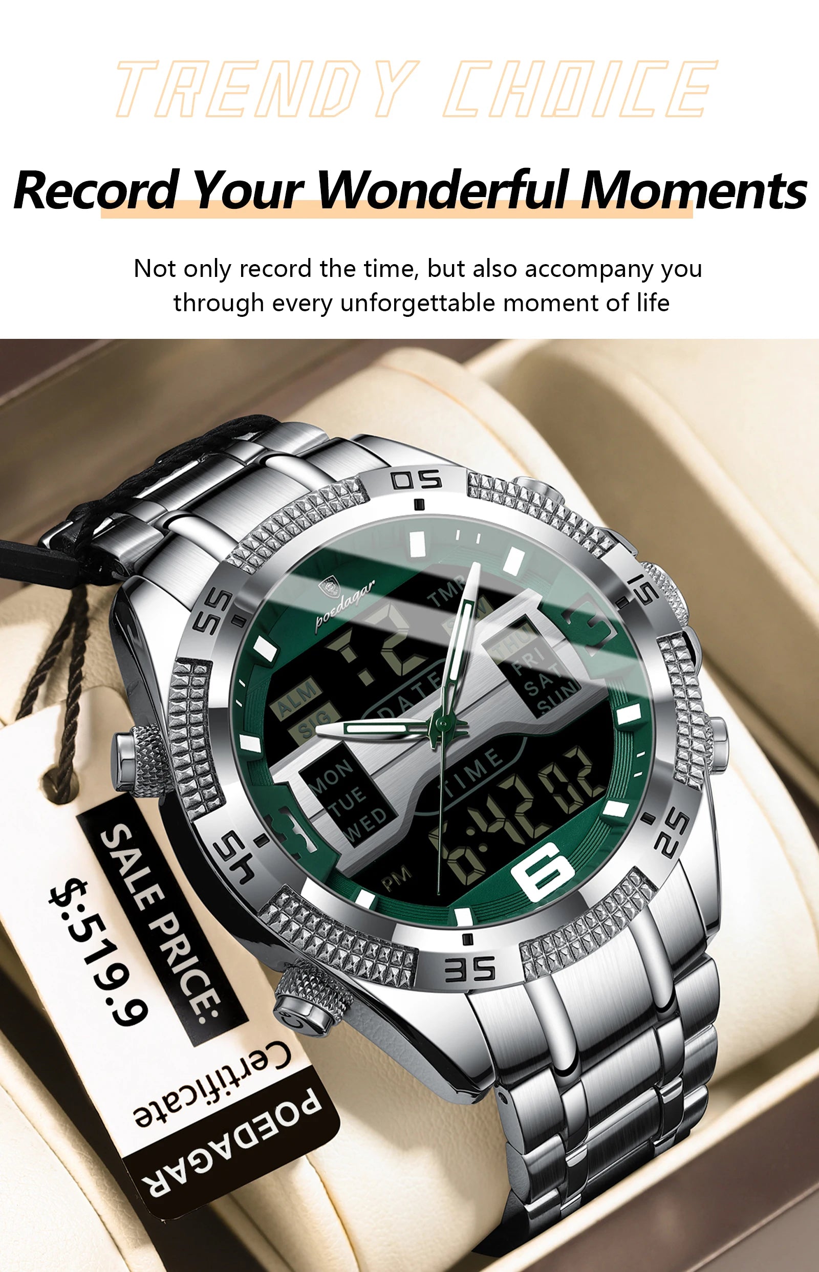 S-Digital Watch Luxury Digital Week SILVER Brand Watch