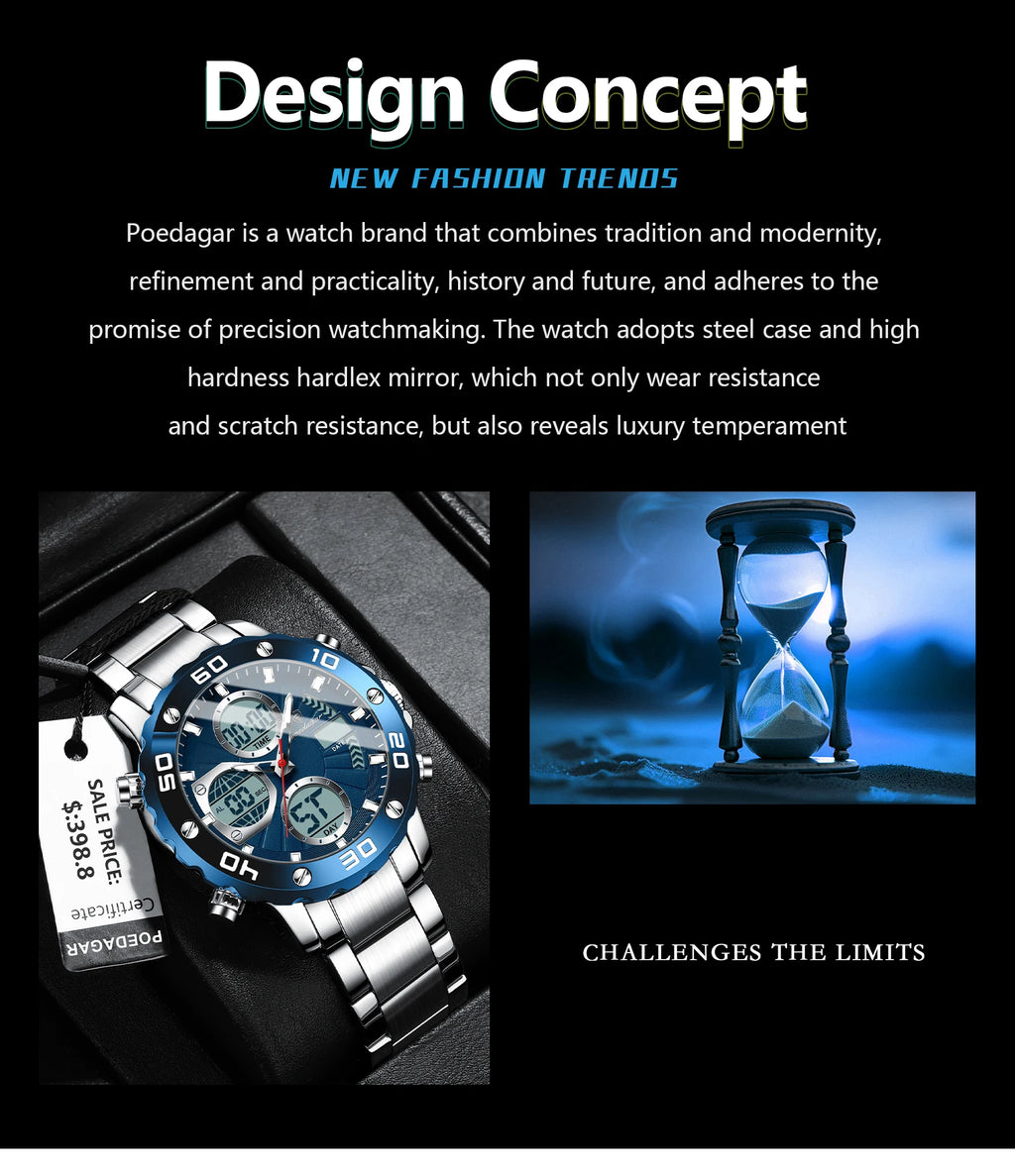 S-Digital Luxury men watch SILVER Brand Watch