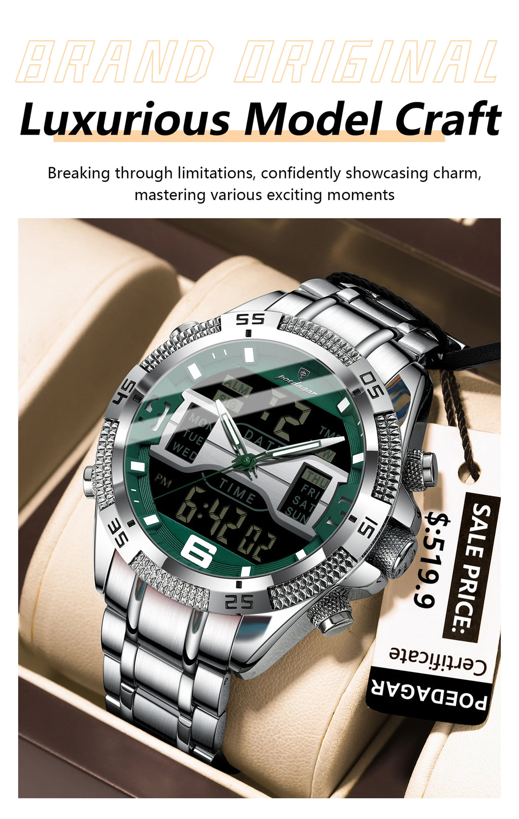 S-Digital Watch Luxury Digital Week SILVER Brand Watch